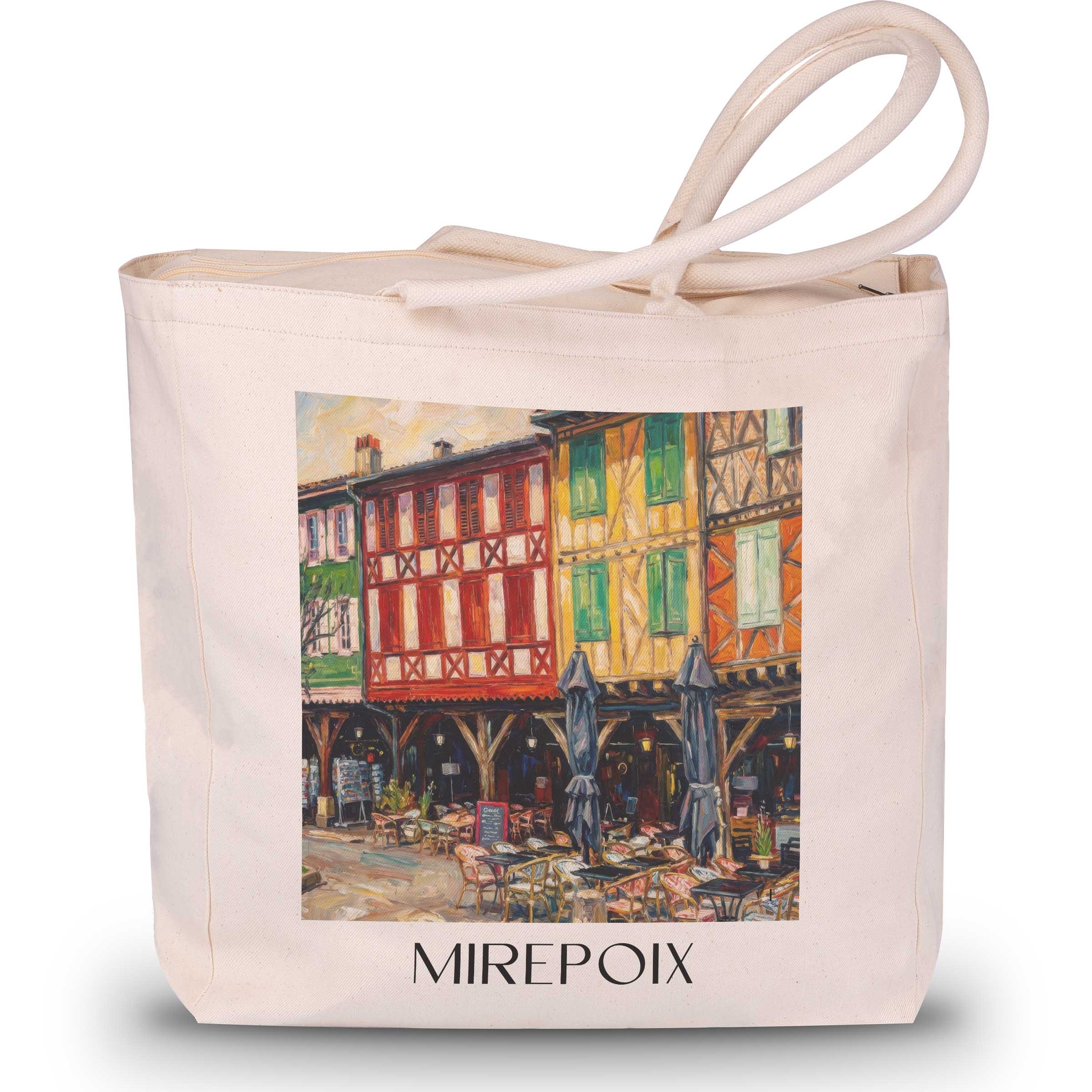 mirepoix--pays-cathare-frankreich-einkaufstasche-oil-painting-oelgemaelde
