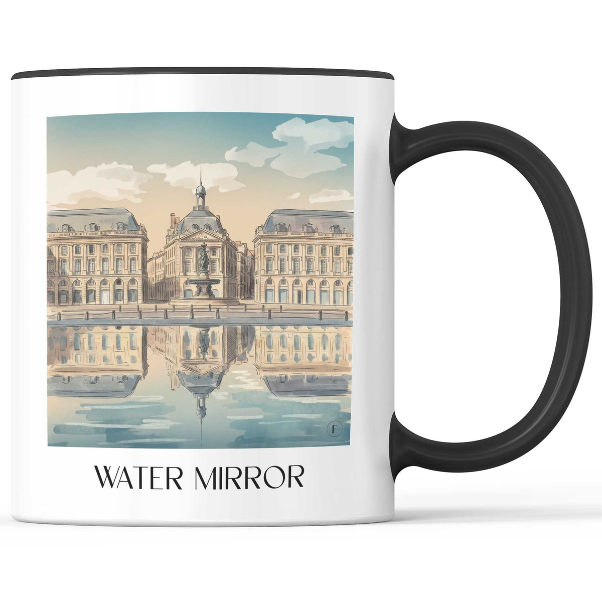Miroir d'Eau Kaffeebecher - Bordeaux - Frankreich Becher - Kaffeetasse im Aquarell Stil - favplace