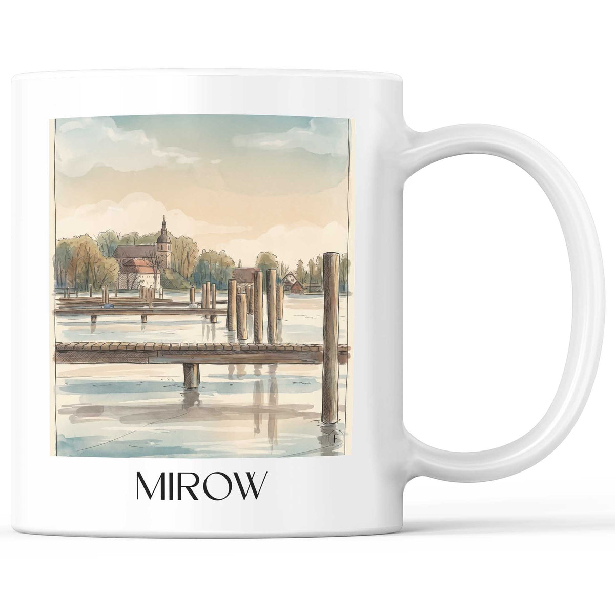 Mirow Kaffeebecher - Mecklenburgische Seenplatte - Deutschland Becher - Kaffeetasse im Aquarell Stil - favplace
