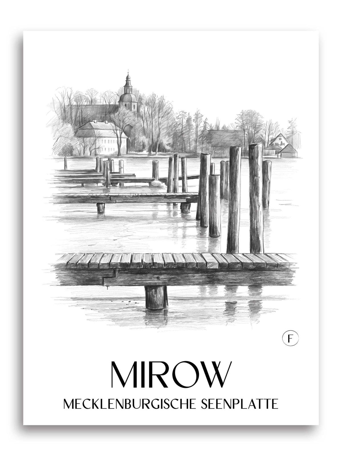 mirow-mecklenburgische-seenplatte-deutschland-poster-bleistift-zeichnung-drawing