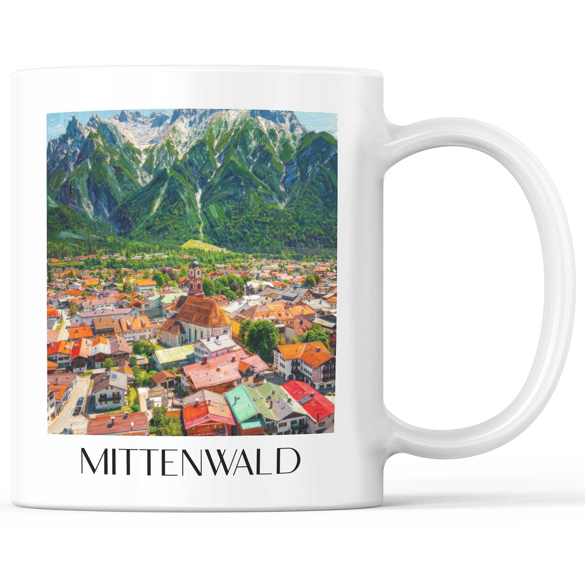 Mittenwald Kaffeebecher - Werdenfelser Land - Deutschland Becher - Kaffeetasse im Ölgemälde Stil - favplace
