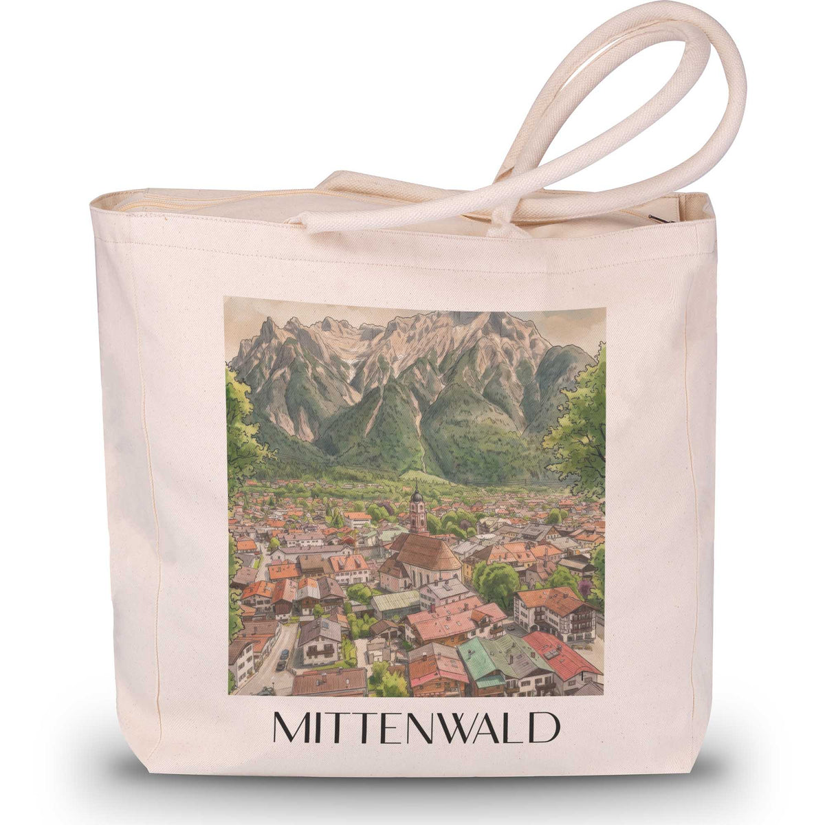 mittenwald-werdenfelser-land-deutschland-einkaufstasche-aquarell