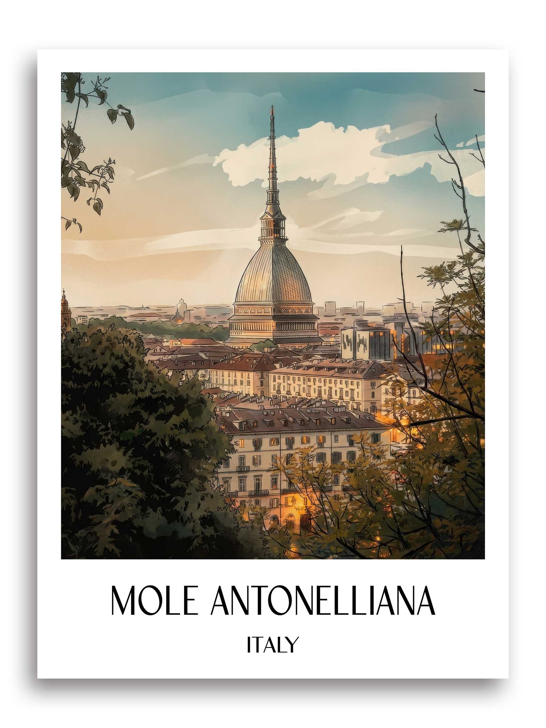 Mole Antonelliana Poster - Turin - Italien Kunstdruck - Aquarell von A4 bis A1 - favplace