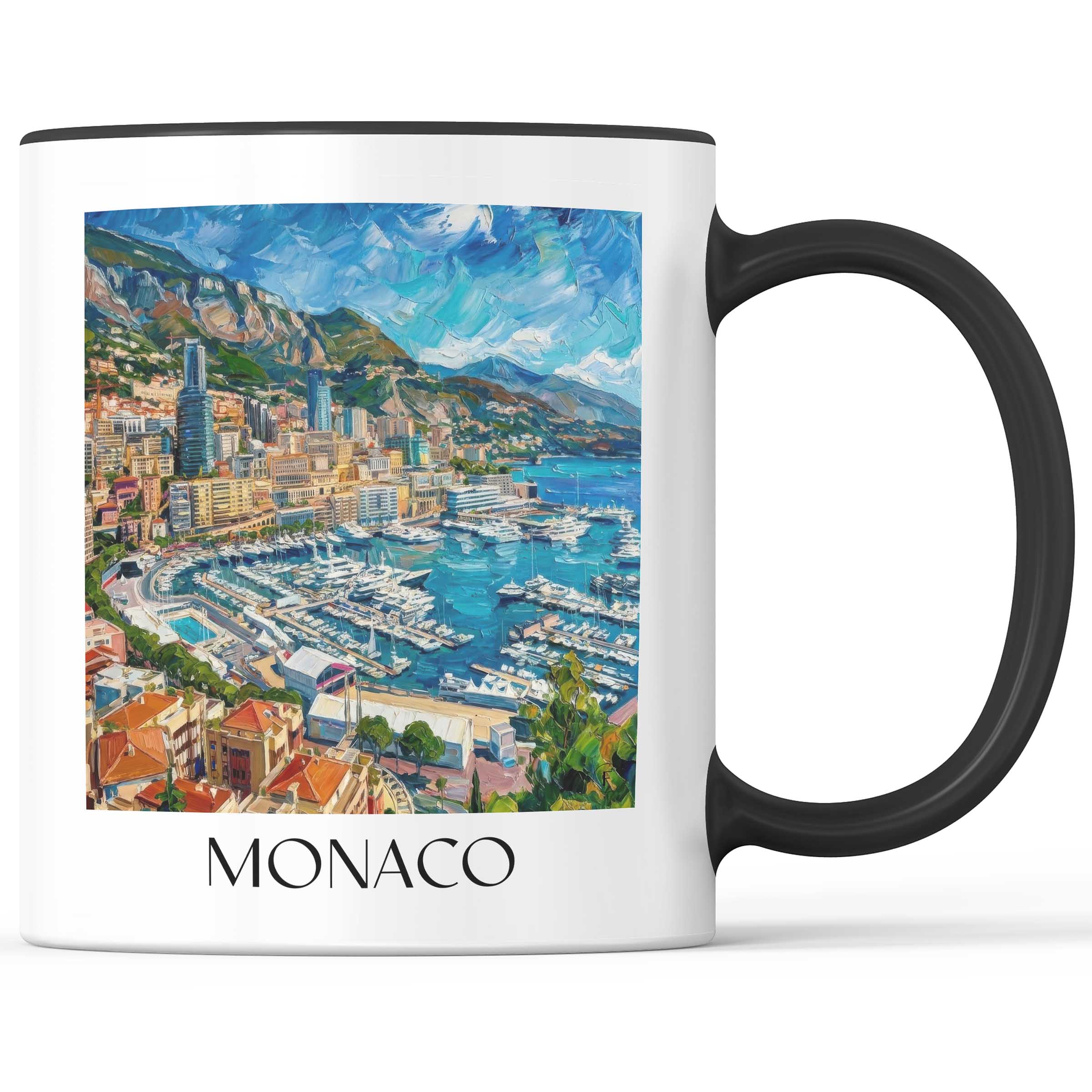 Monaco Kaffeebecher - Côte d´Azur - Monaco Becher - Kaffeetasse im Ölgemälde Stil - favplace