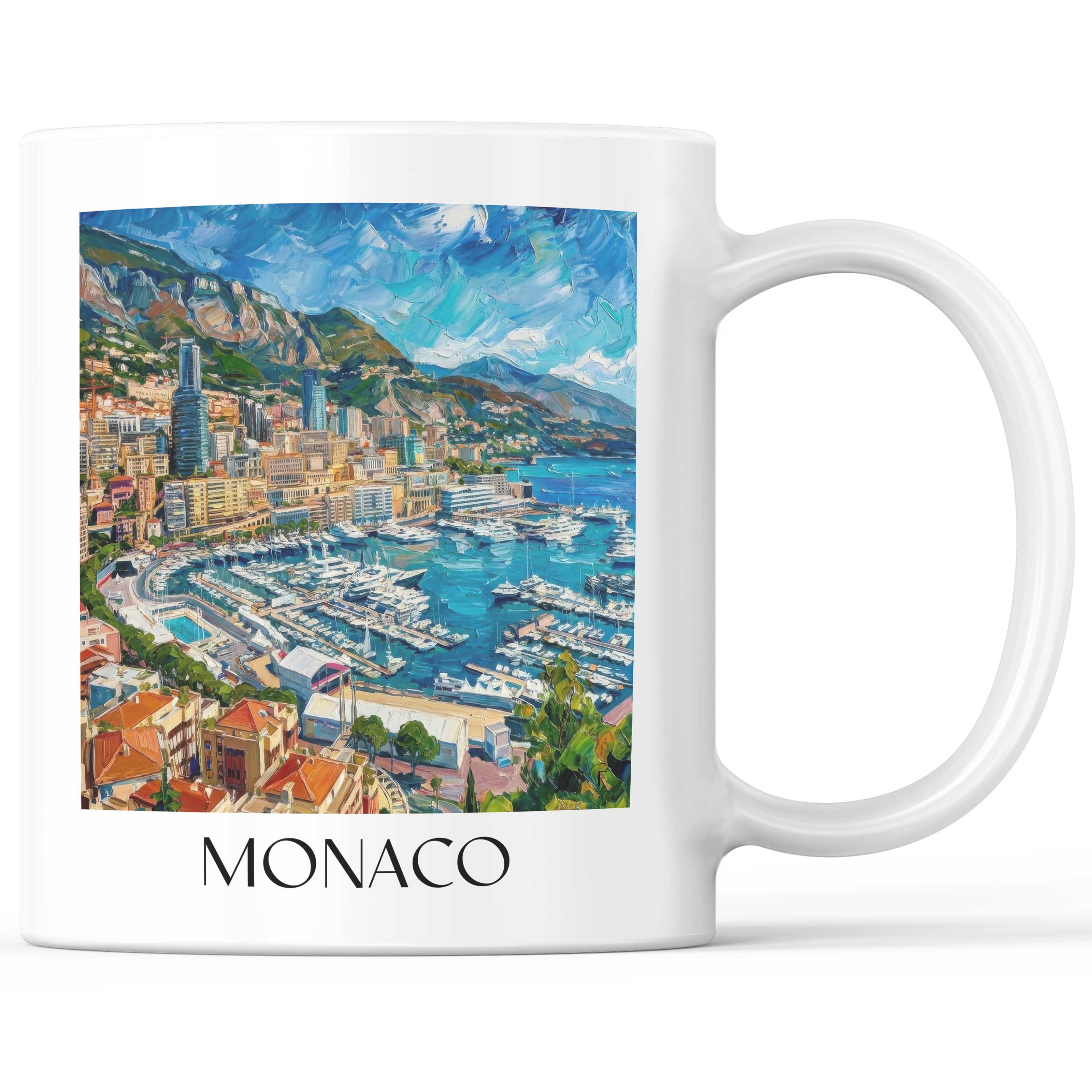 Monaco Kaffeebecher - Côte d´Azur - Monaco Becher - Kaffeetasse im Ölgemälde Stil - favplace