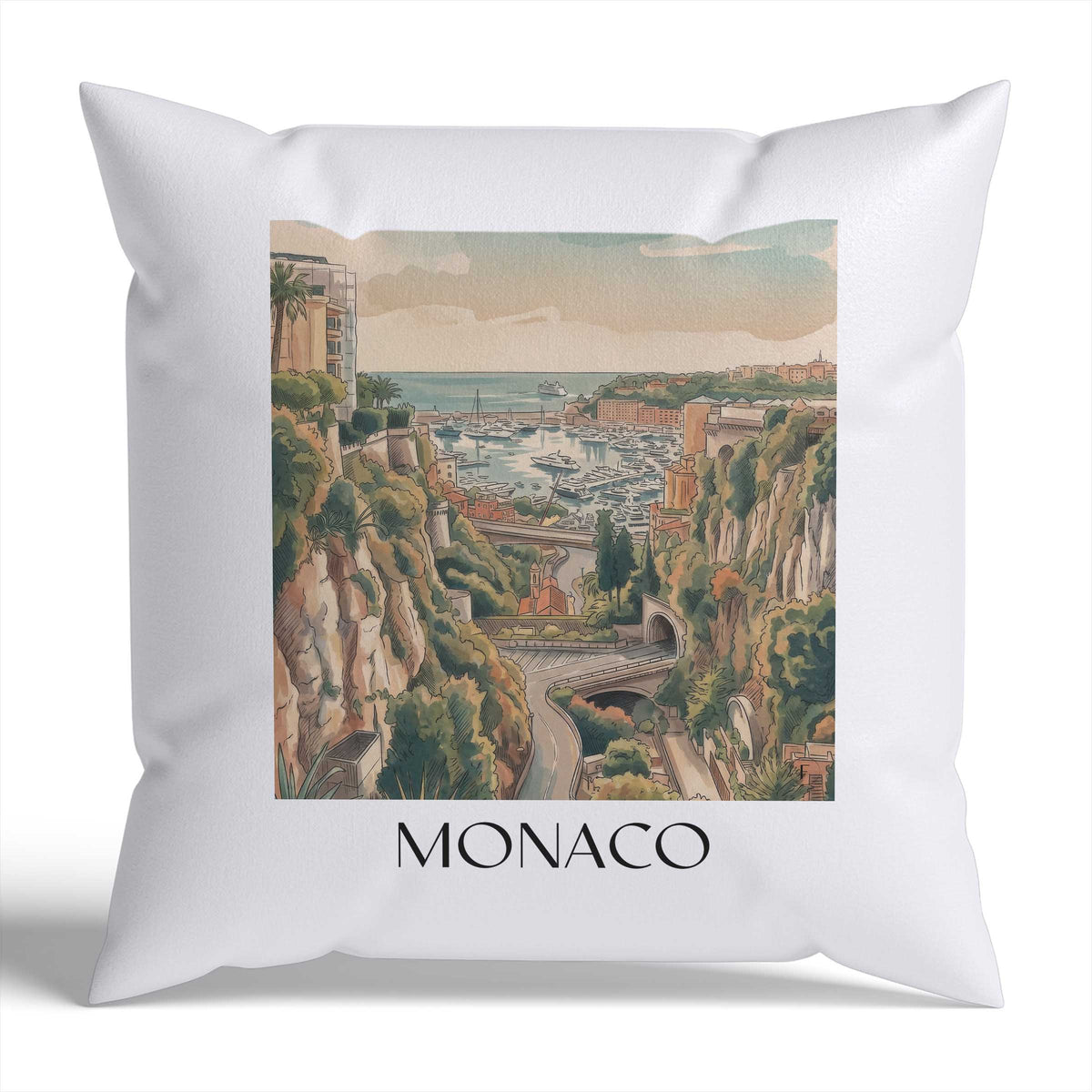 Monaco Kissenhülle - Zierkissen Bezug - Monaco - Monaco Kissen bzw. Kissenbezug im Aquarell Stil - favplace