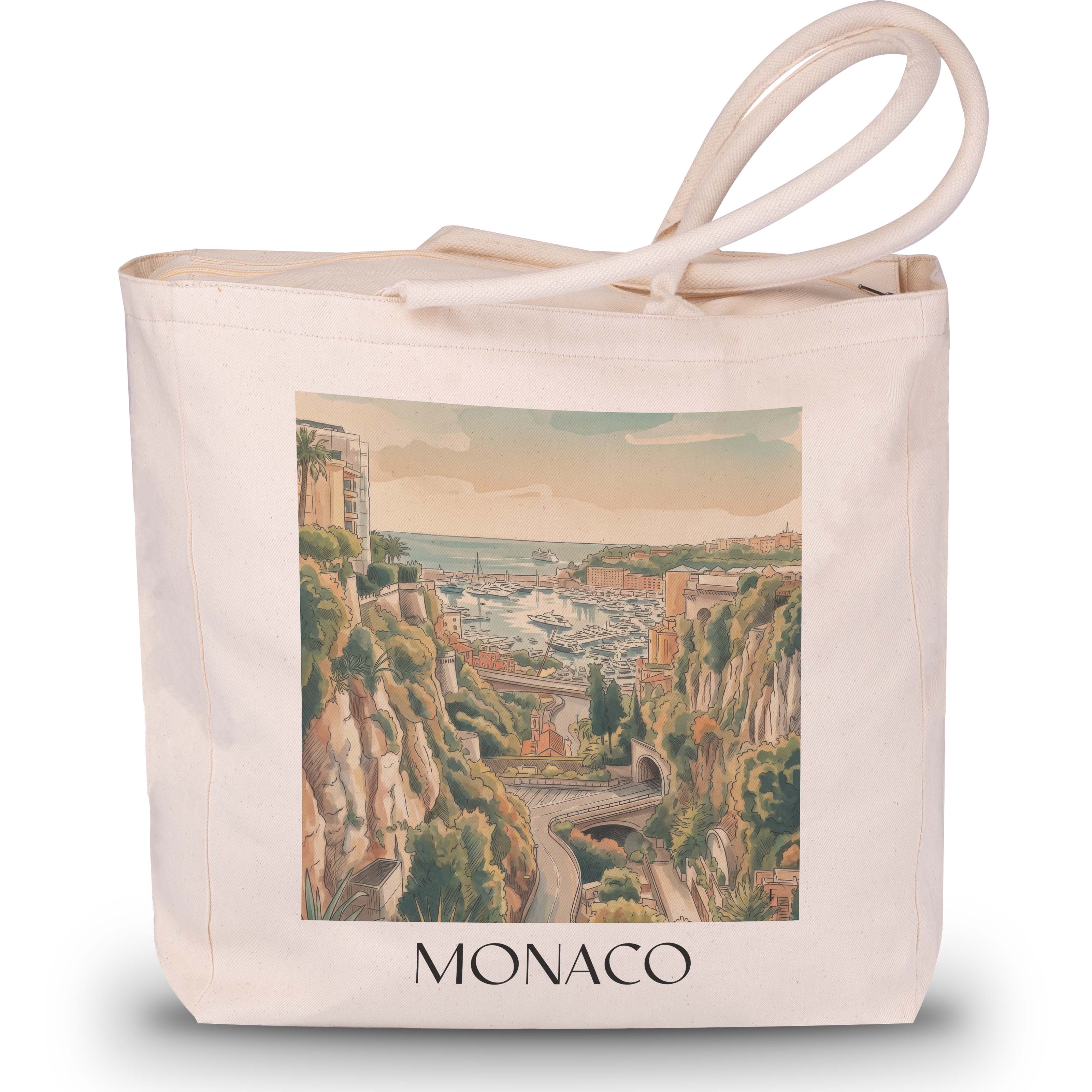 Monaco - Monaco Tote Bag - Einkaufstasche im Aquarell Stil - favplace