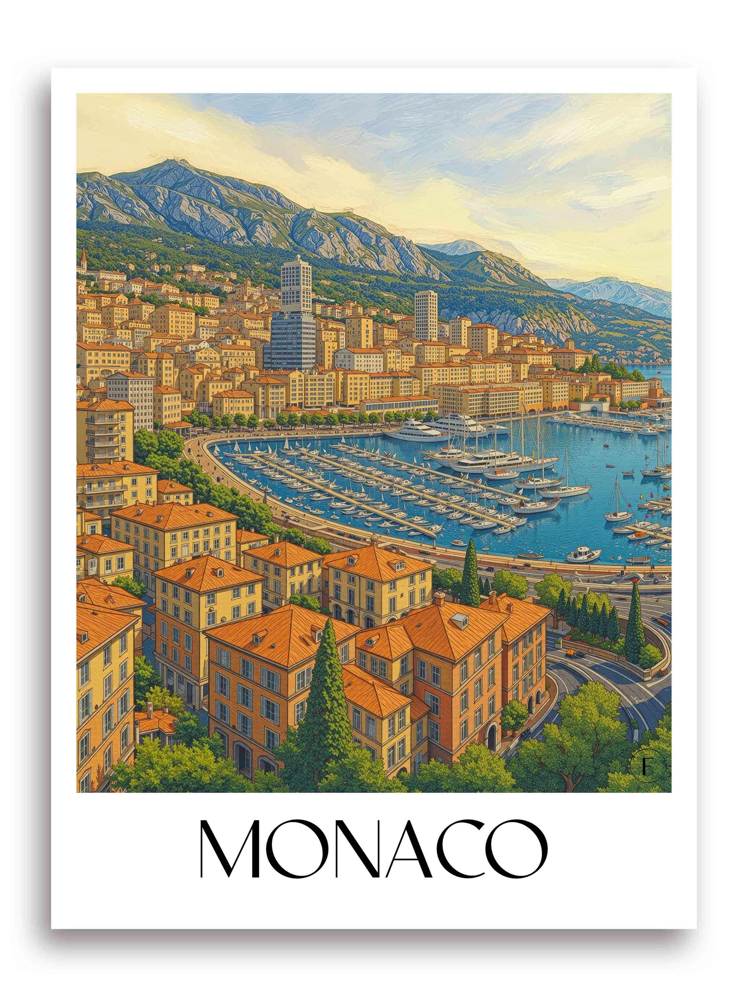 Monaco Poster - Monaco Kunstdruck - Aquarell von A4 bis A1 - favplace