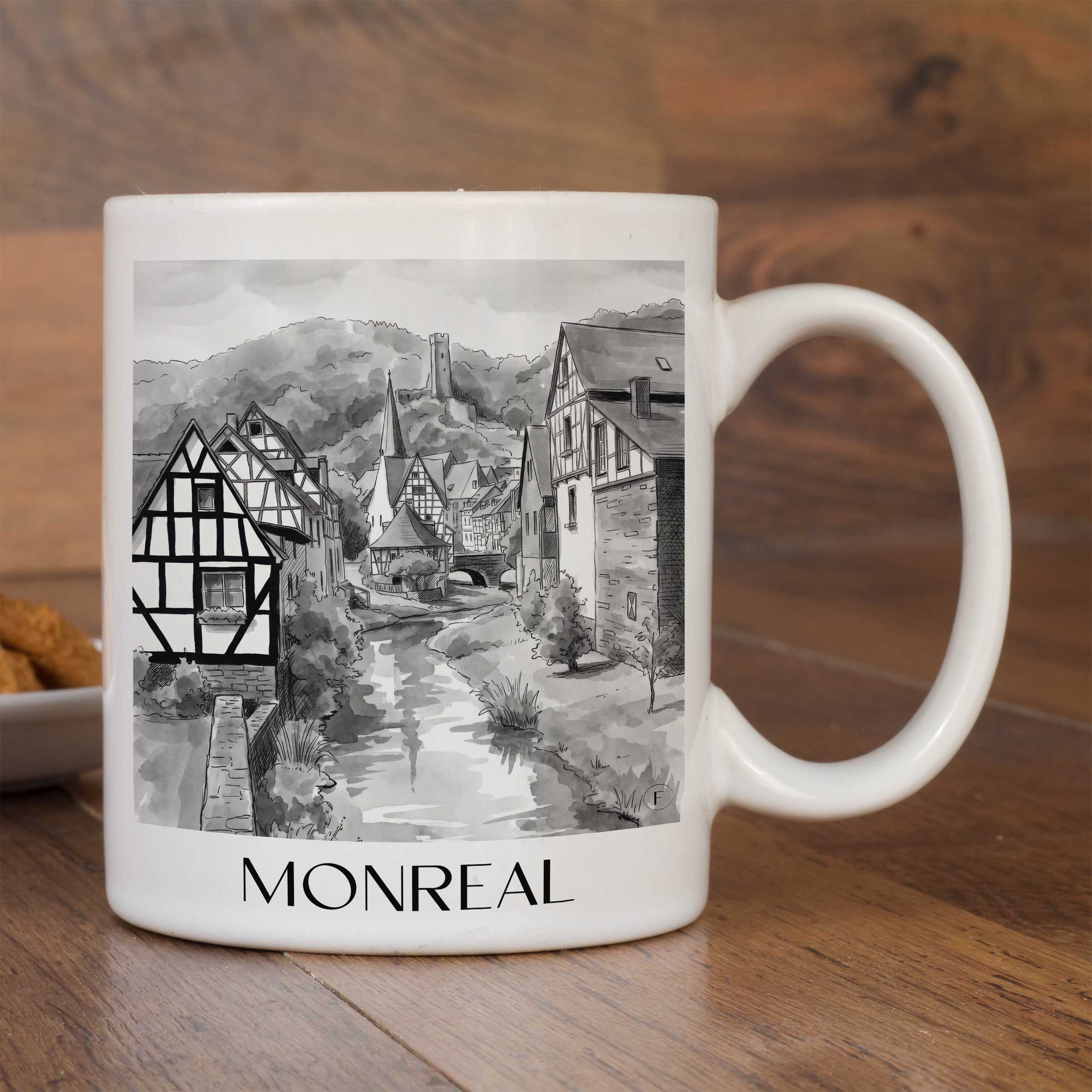 monreal-eifel-deutschland-kaffeebecher-aquarell-schwarz-weiss