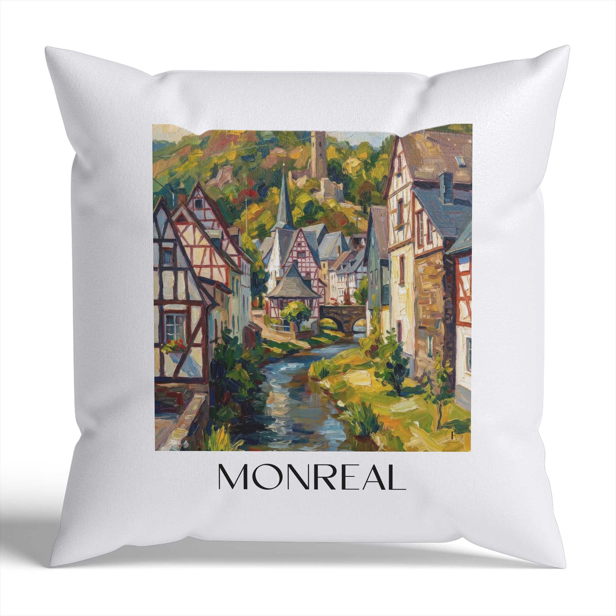 Monreal Kissenhülle - Zierkissen Bezug - Eifel - Deutschland Kissen bzw. Kissenbezug im Ölgemälde Stil - favplace
