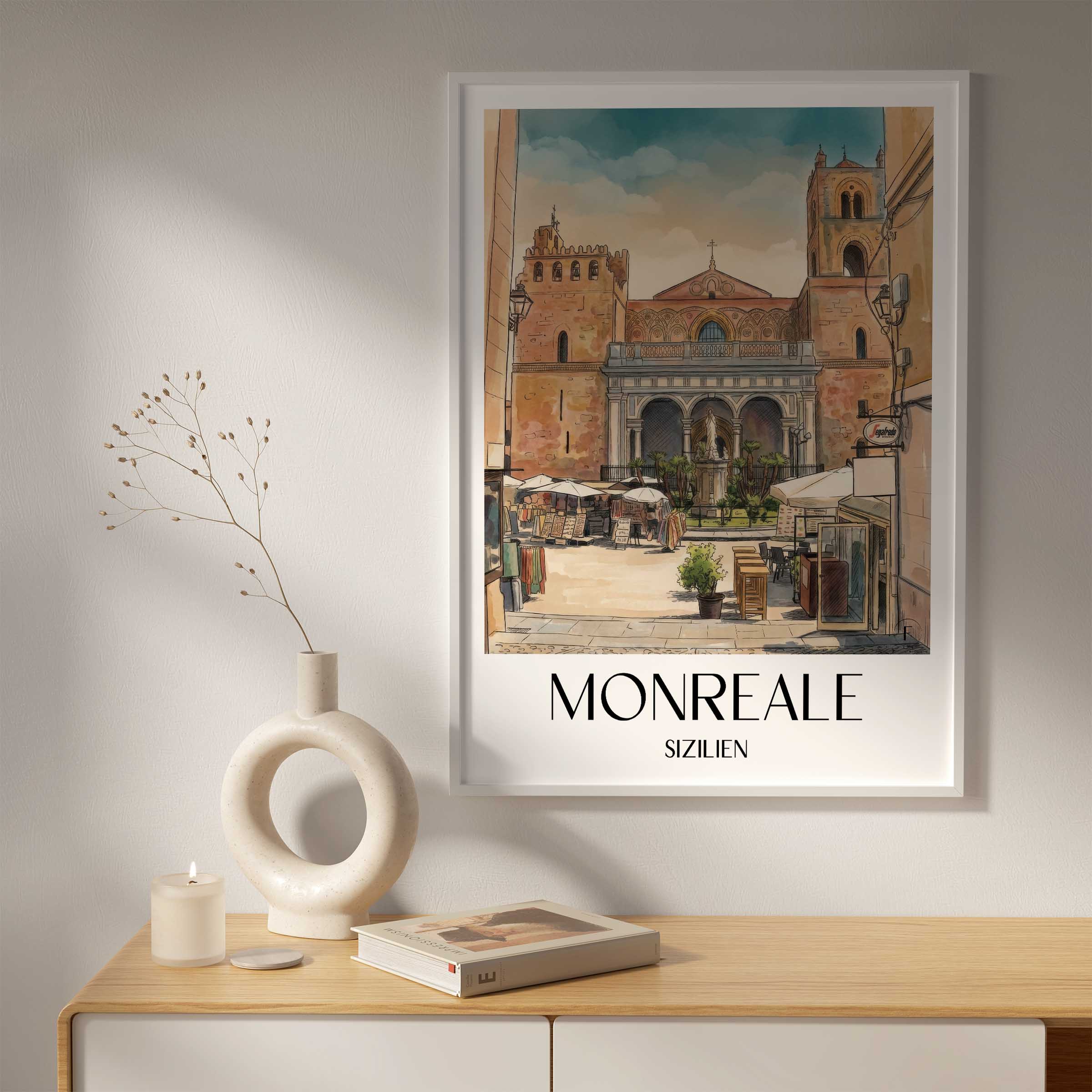 monreale-sizilien-italien-poster-aquarell