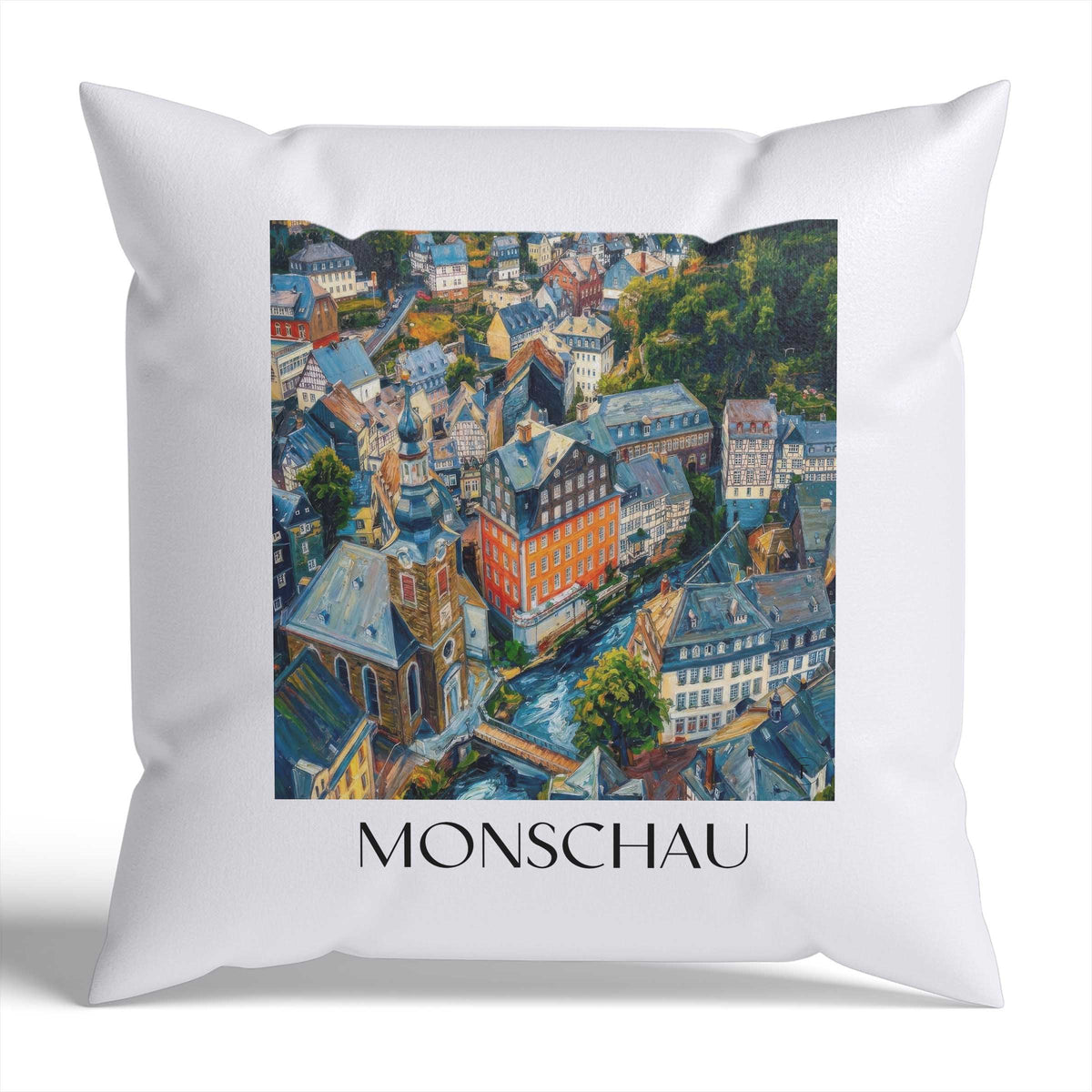 Monschau Kissenhülle - Zierkissen Bezug - Rureifel - Deutschland Kissen bzw. Kissenbezug im Ölgemälde Stil - favplace