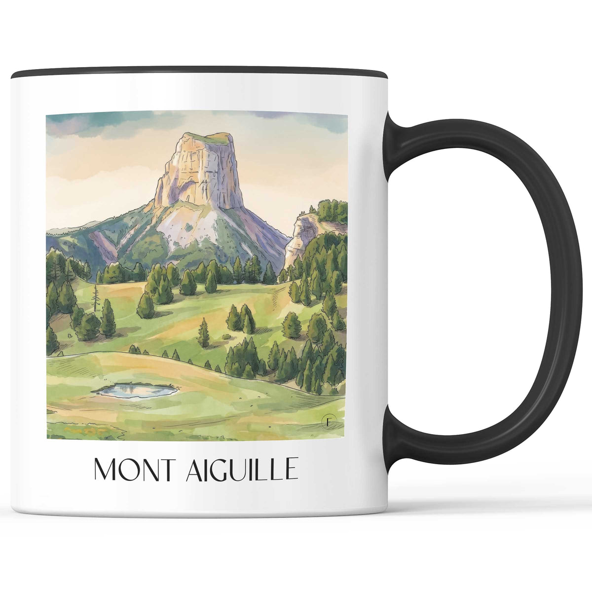 Mont Aiguille Kaffeebecher - Vercors - Frankreich Becher - Kaffeetasse im Aquarell Stil - favplace