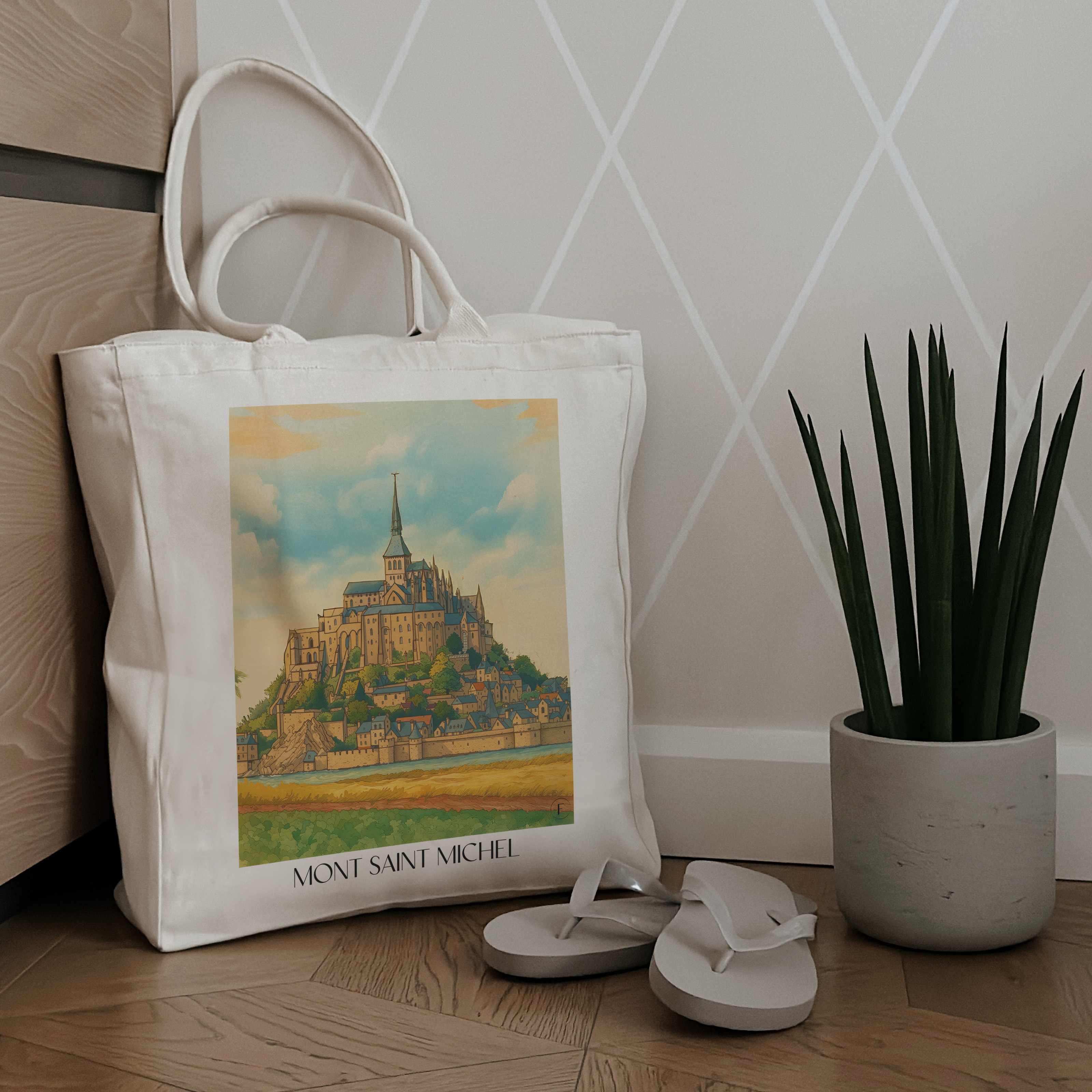 mont-saint-michel-frankreich-einkaufstasche-aquarell