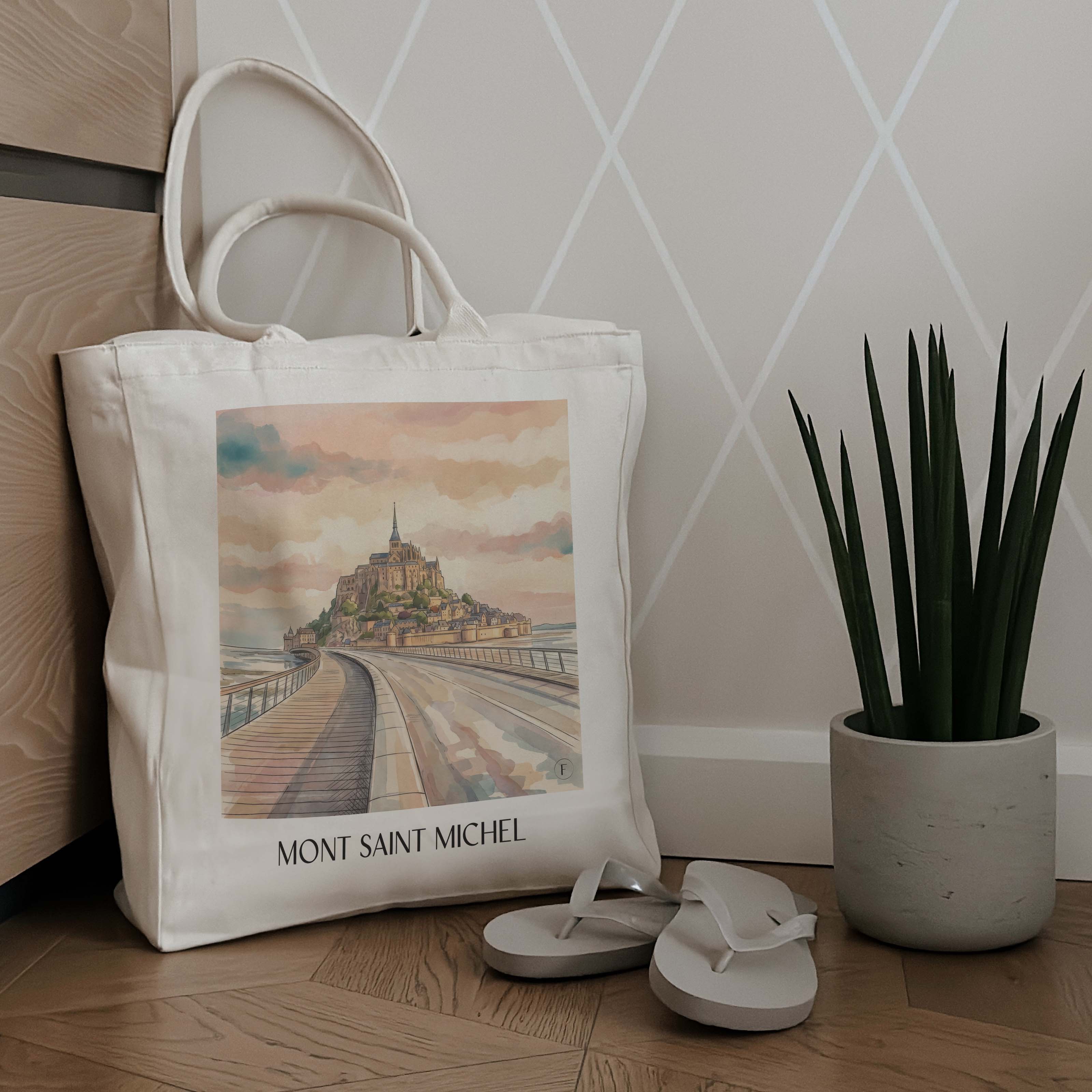 mont-saint-michel-frankreich-einkaufstasche-aquarell