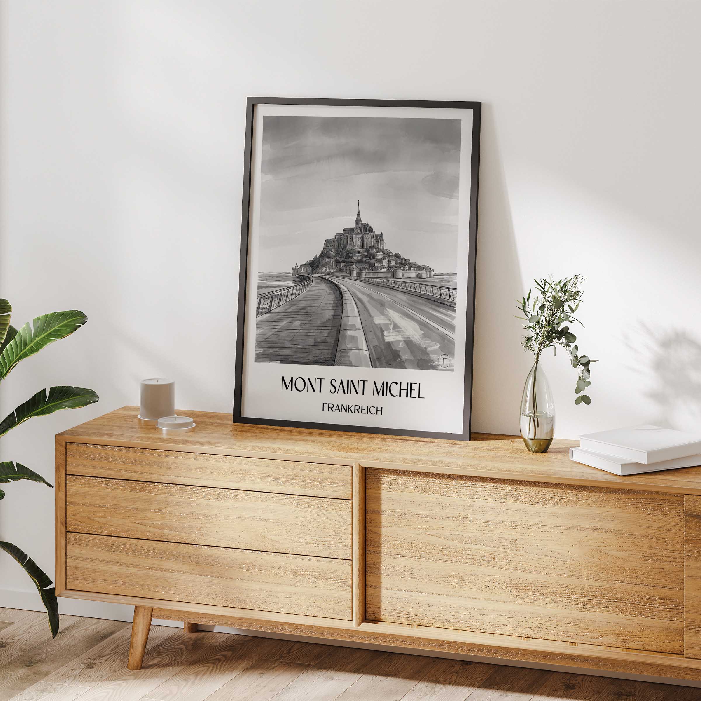 mont-saint-michel-frankreich-poster-aquarell-schwarz-weiss