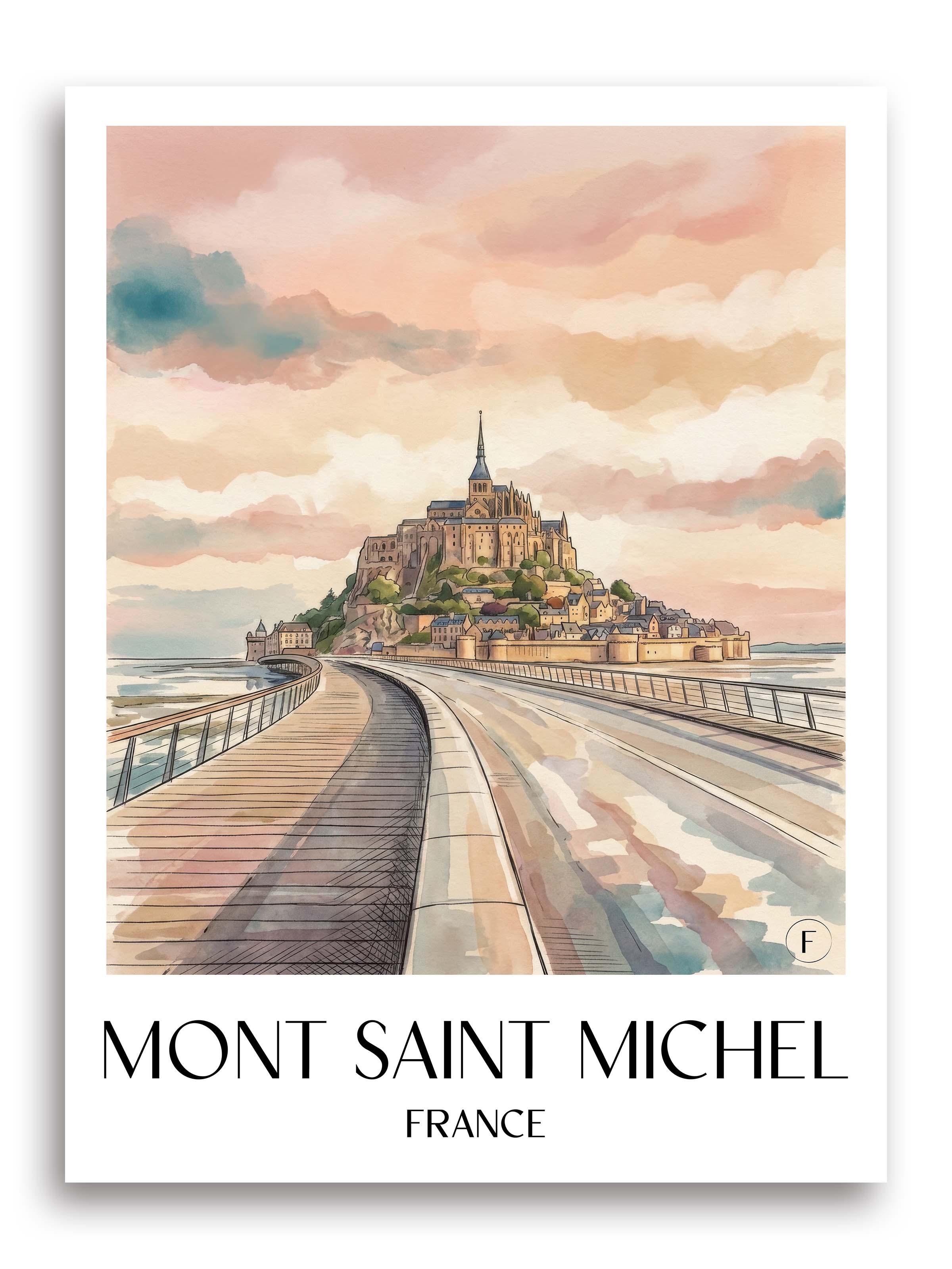 Mont Saint Michel Poster - Frankreich Kunstdruck - Aquarell von A4 bis A1 - favplace