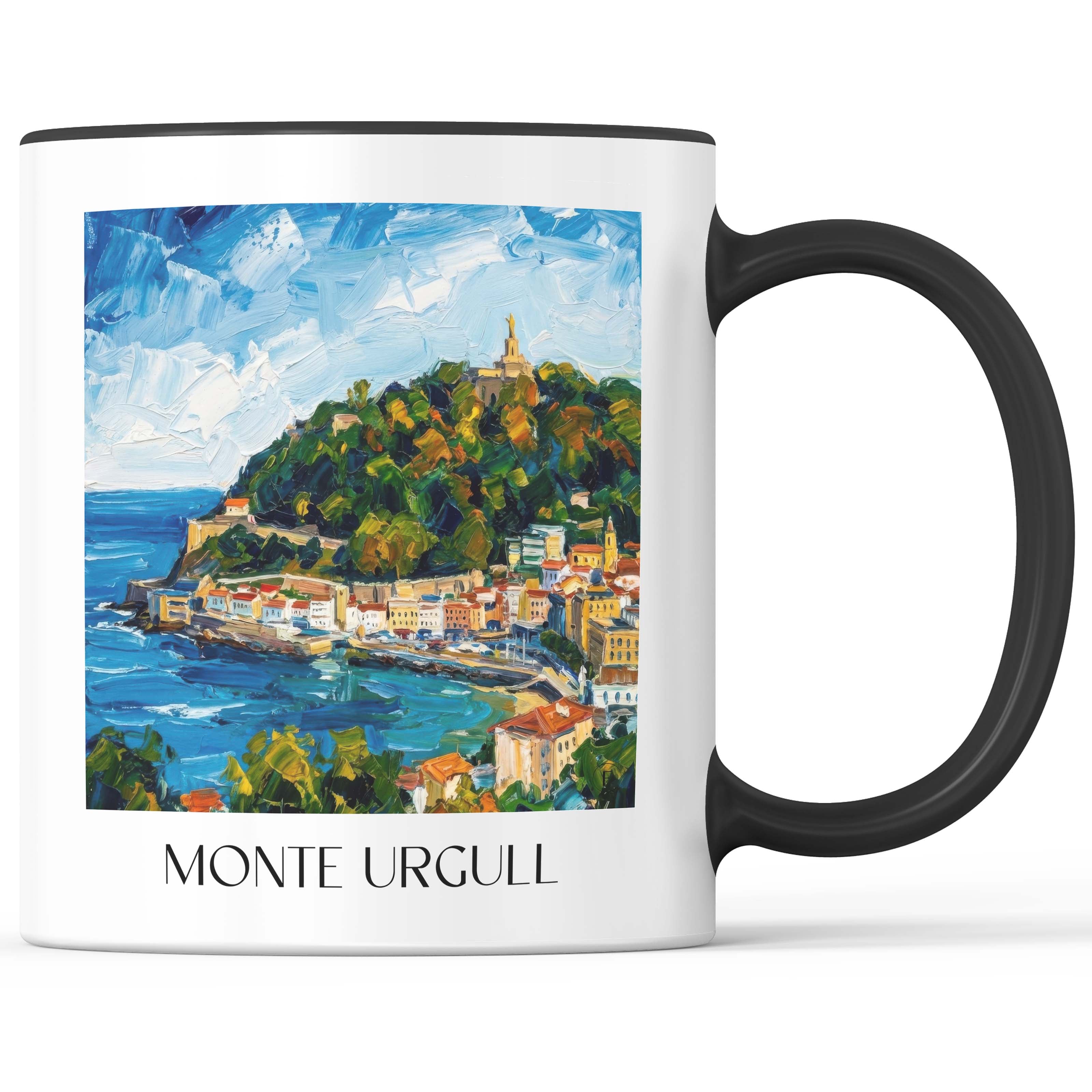 Monte Urgull Kaffeebecher - San Sebastián - Spanien Becher - Kaffeetasse im Ölgemälde Stil - favplace