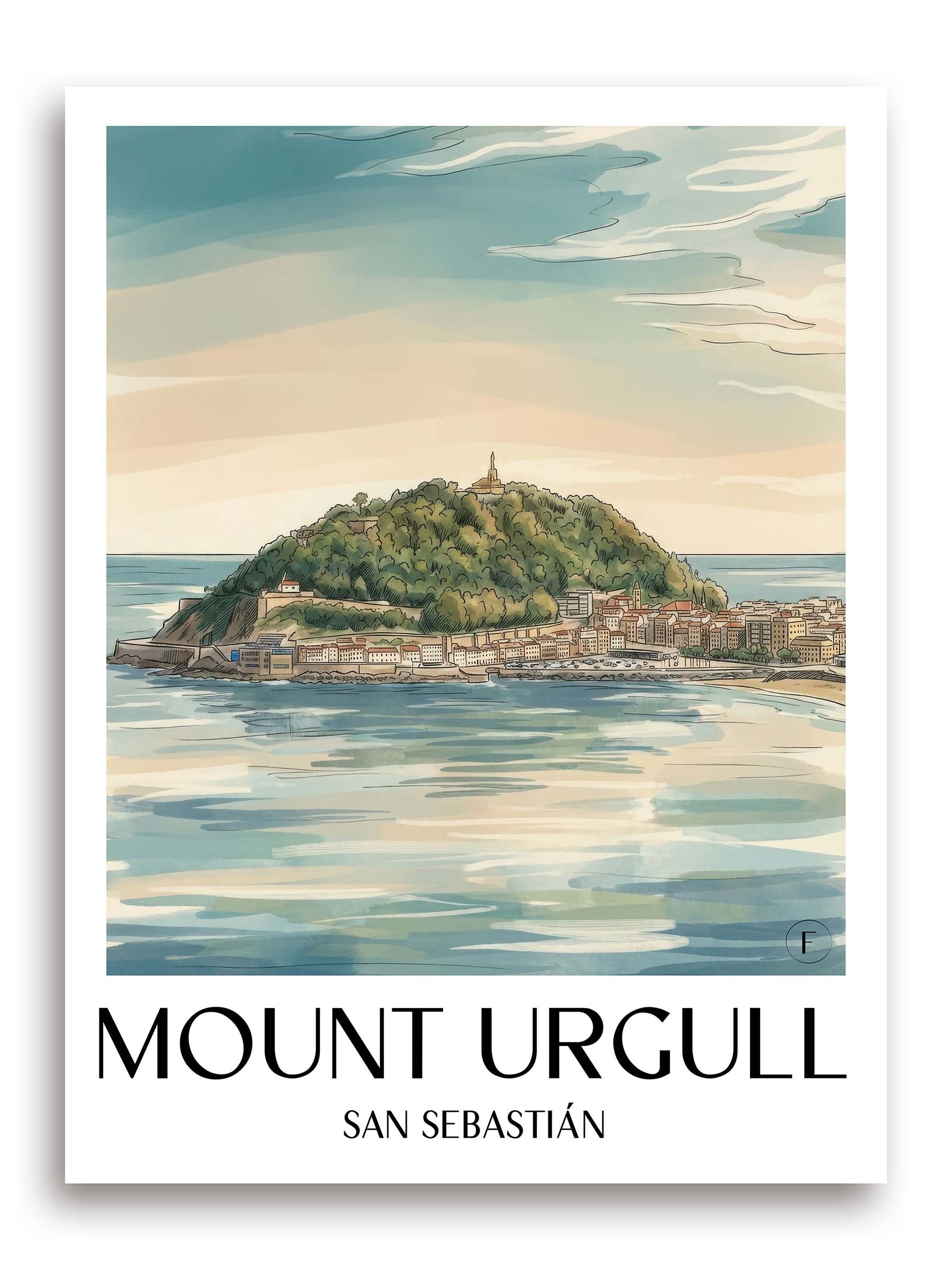 Monte Urgull Poster - San Sebastián - Spanien Kunstdruck - Aquarell von A4 bis A1 - favplace