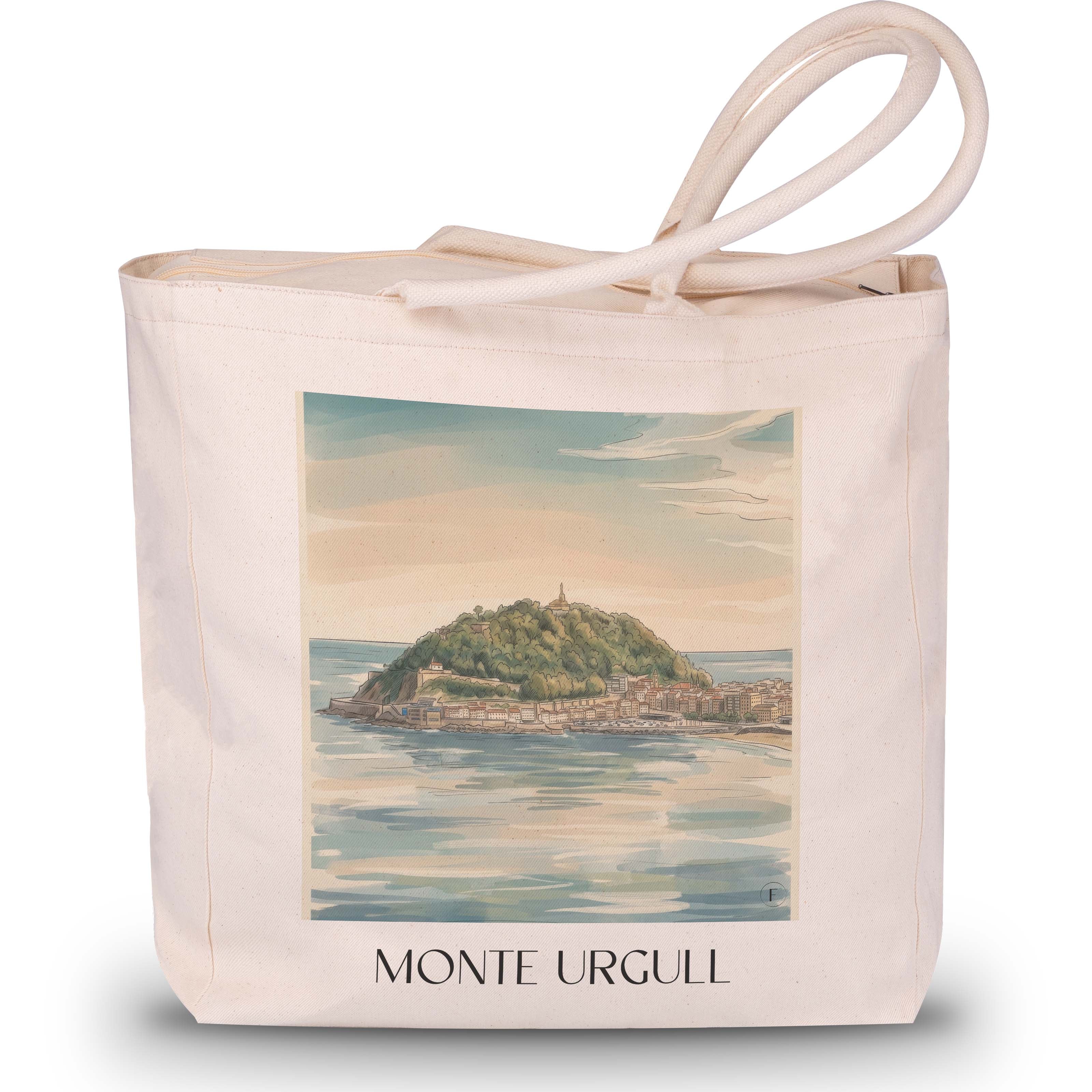 monte-urgull-san-sebastián-spanien-einkaufstasche-aquarell