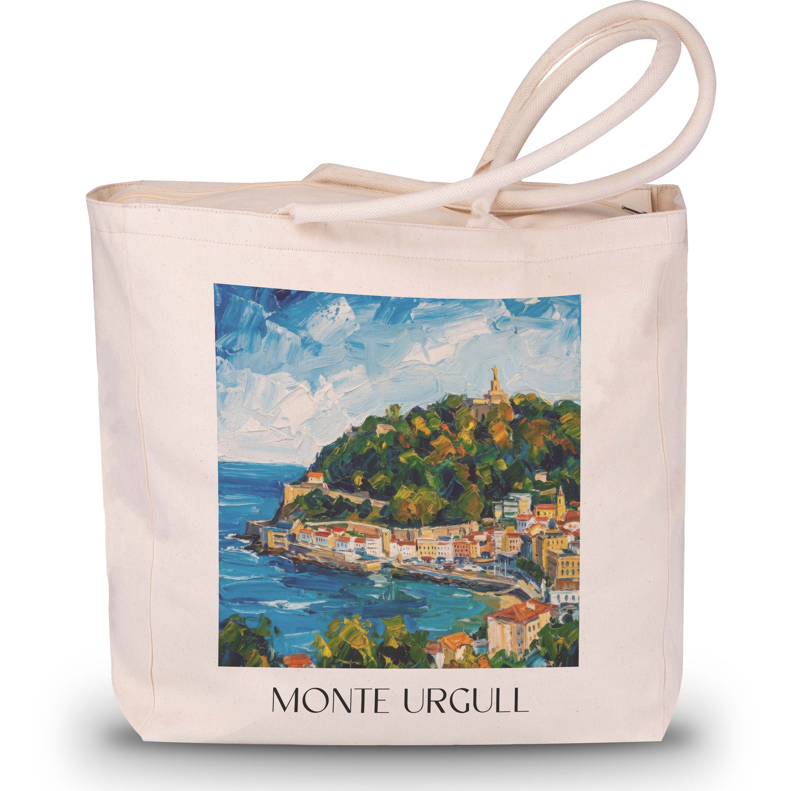 Monte Urgull Shopping Tasche - San Sebastián - Spanien Tote Bag - Einkaufstasche im Ölgemälde Stil - favplace