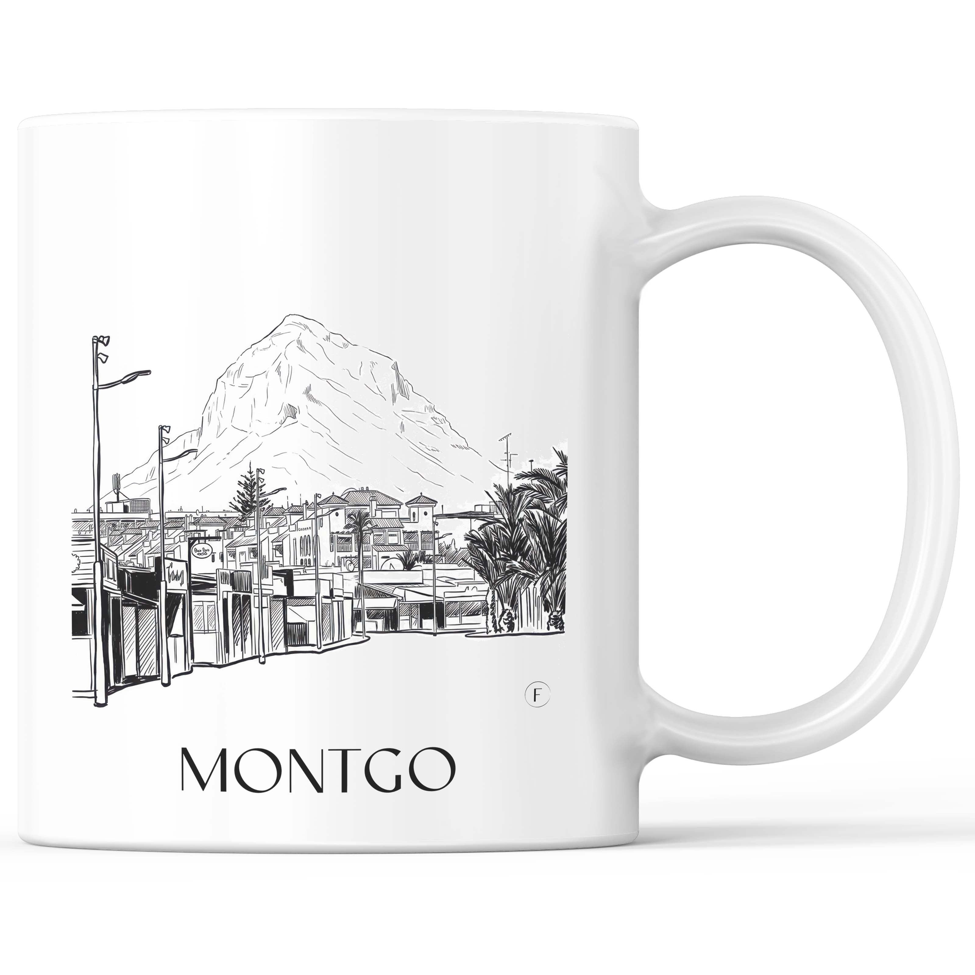 Montgó Kaffeebecher - Dénia - Spanien Becher - Kaffeetasse im Skizze Stil - favplace