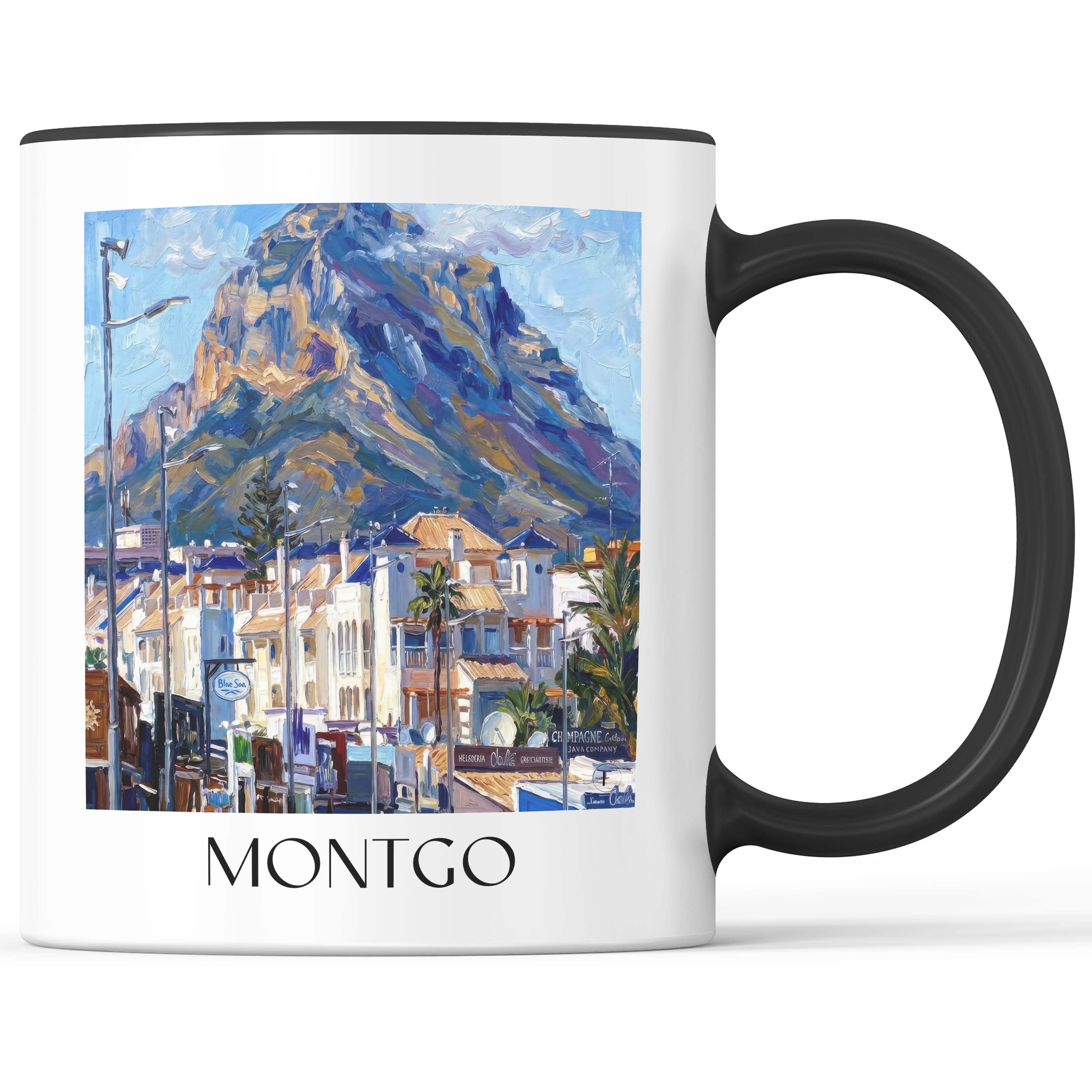Montgó Kaffeebecher - Dénia - Spanien Becher - Kaffeetasse im Ölgemälde Stil - favplace