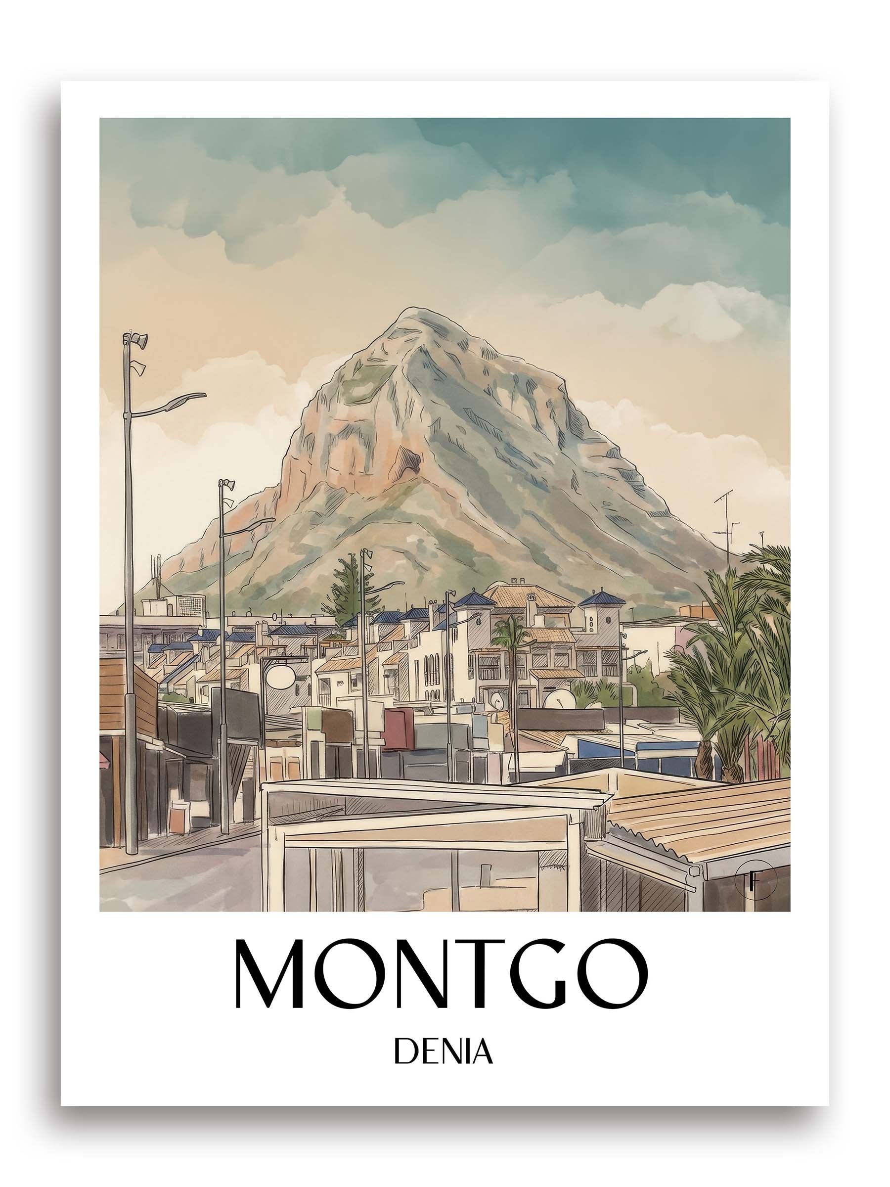 Montgó Poster - Dénia - Spanien Kunstdruck - Aquarell von A4 bis A1 - favplace