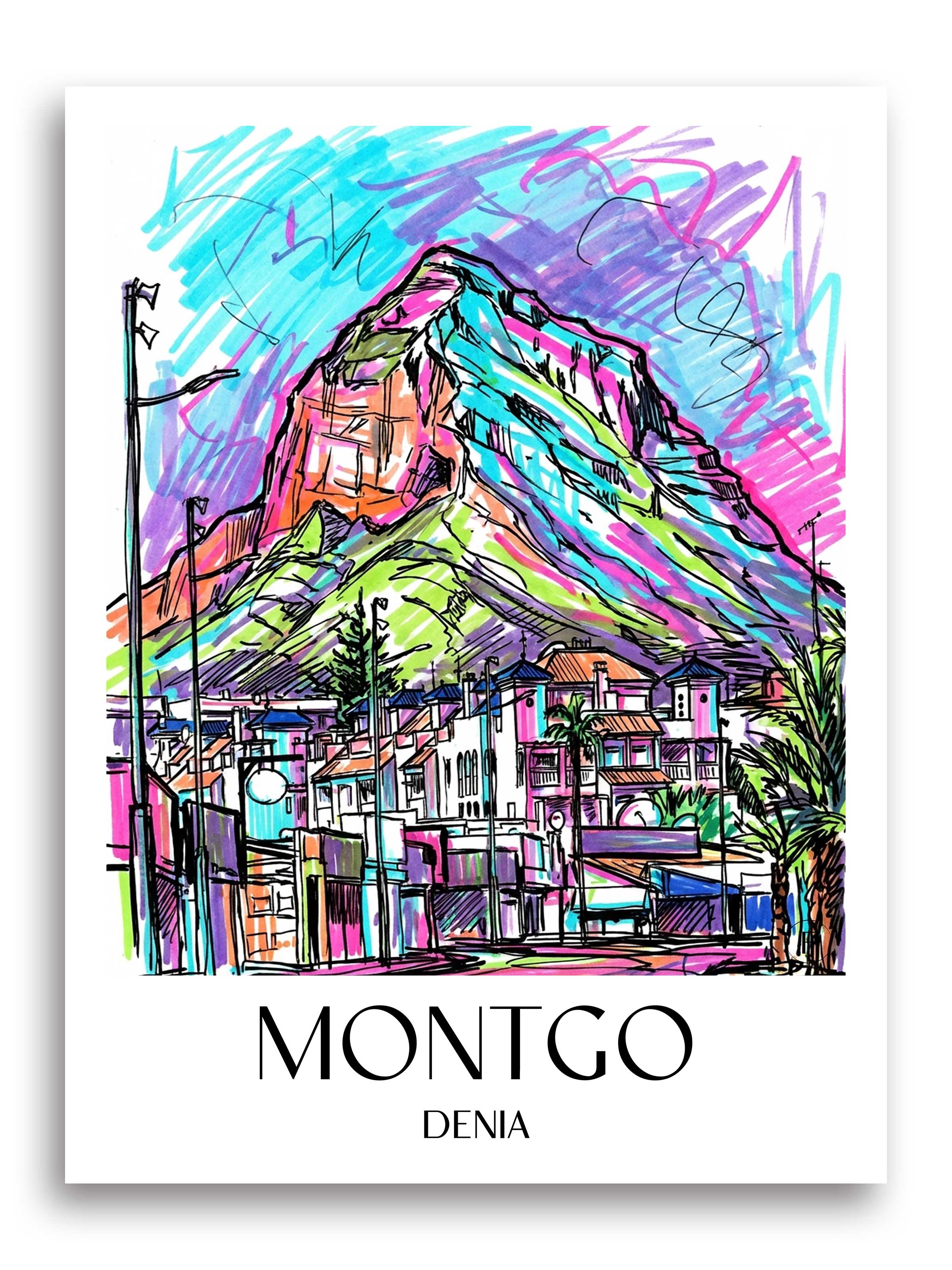 Montgó Poster - Dénia - Spanien Kunstdruck - Tag Graffiti von A4 bis A1 - favplace