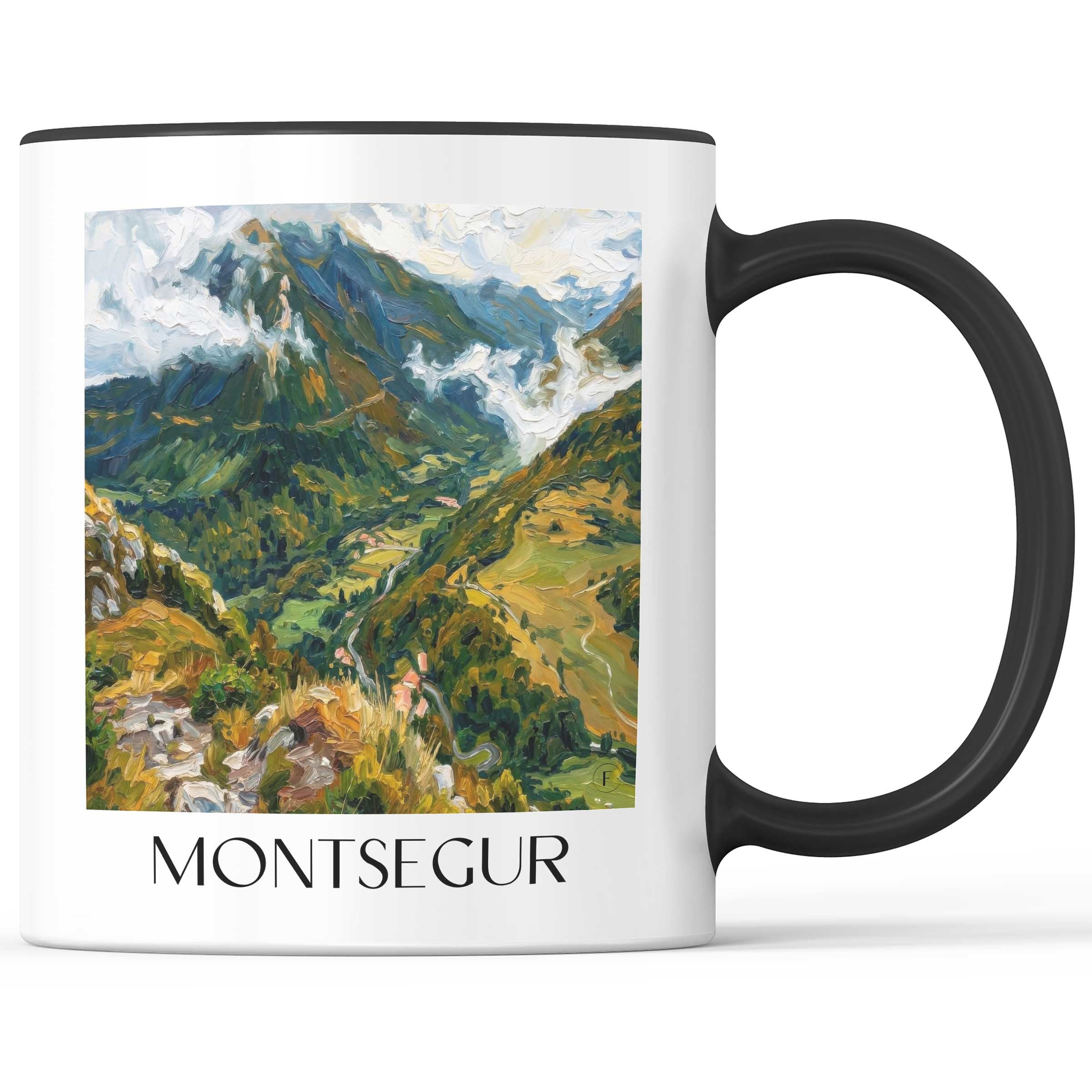Montsegur Kaffeebecher - Pays Cathare - Frankreich Becher - Kaffeetasse im Ölgemälde Stil - favplace