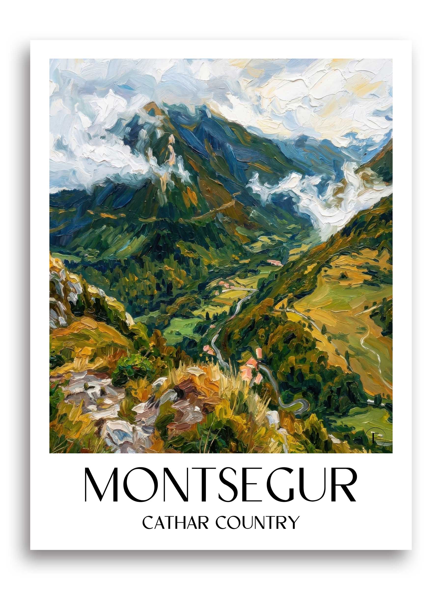 Montsegur Poster - Pays Cathare - Frankreich Kunstdruck - Ölgemälde von A4 bis A1 - favplace