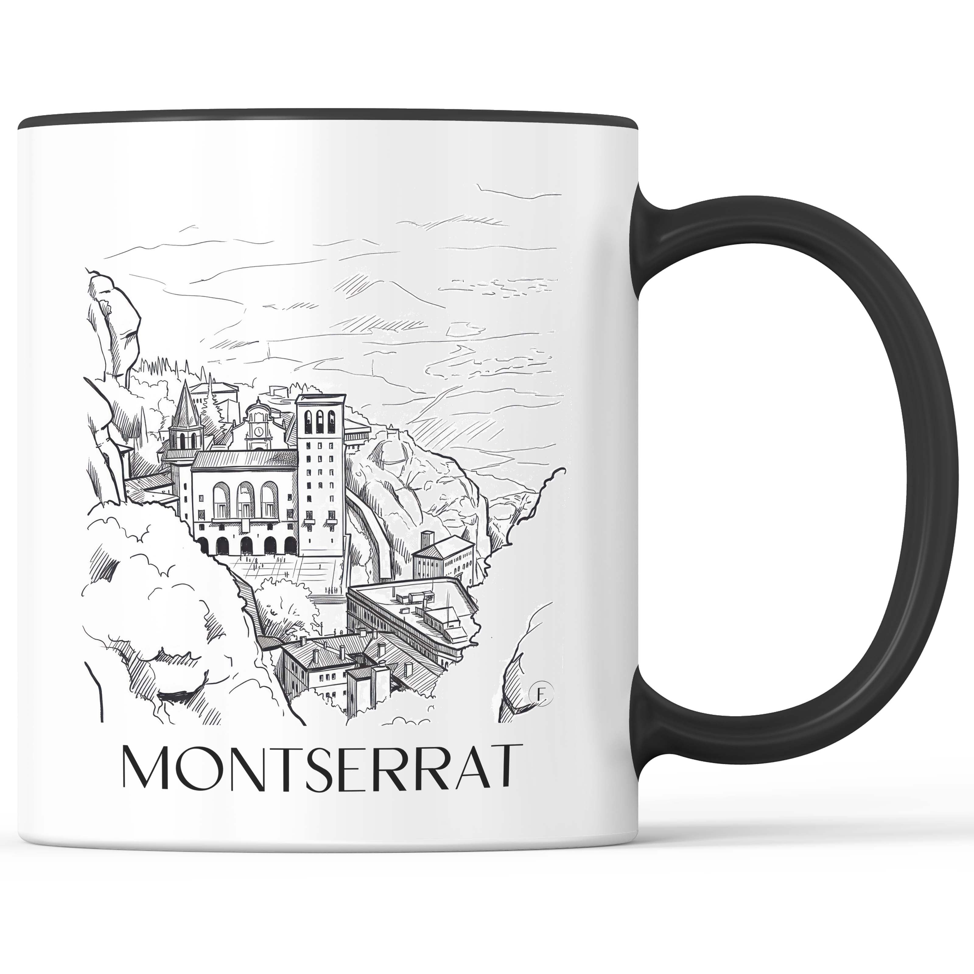 montserrat-spanien-montserrat-und-spanien-kaffeebecher-skizze