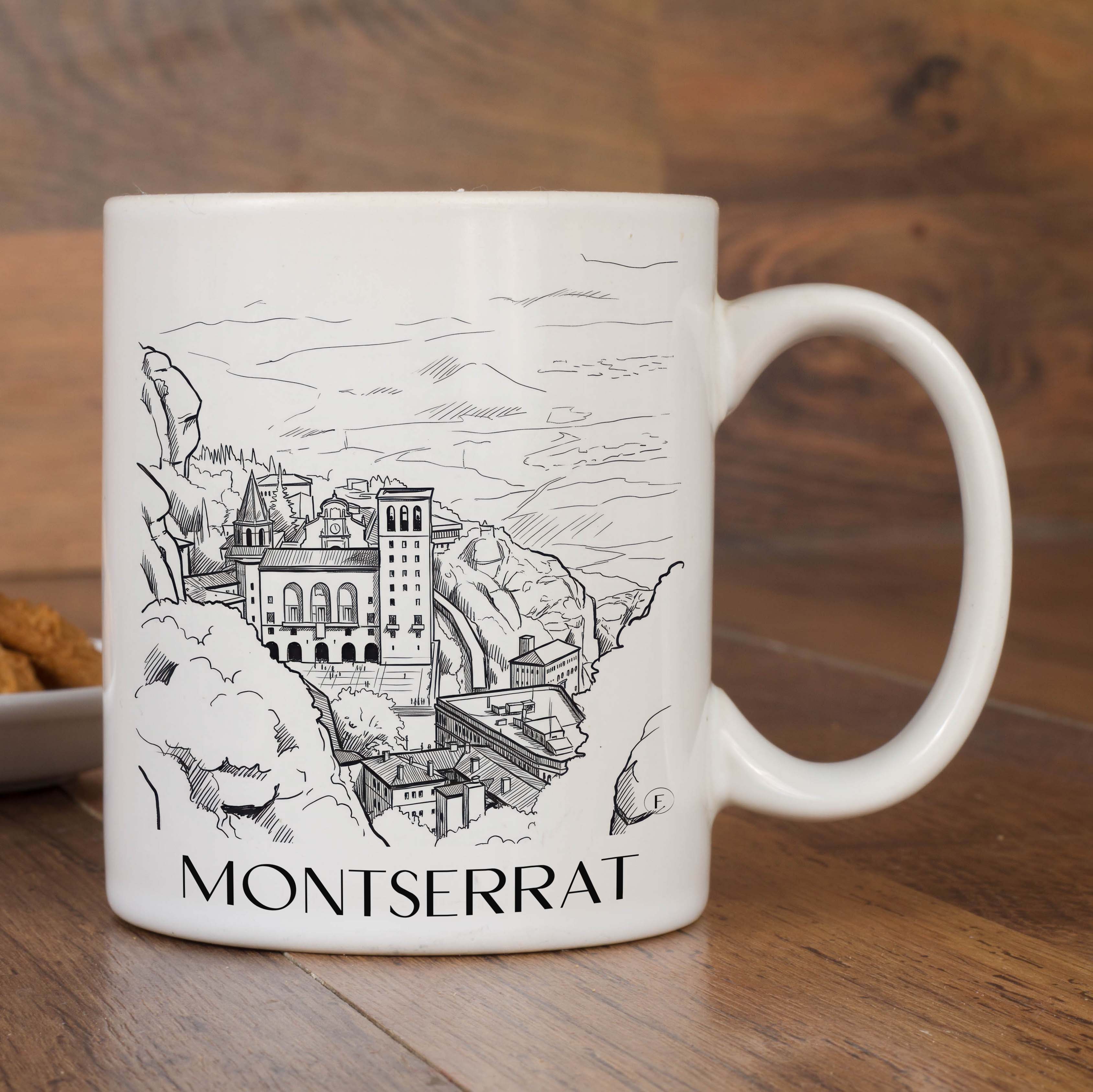 montserrat-spanien-montserrat-und-spanien-kaffeebecher-skizze