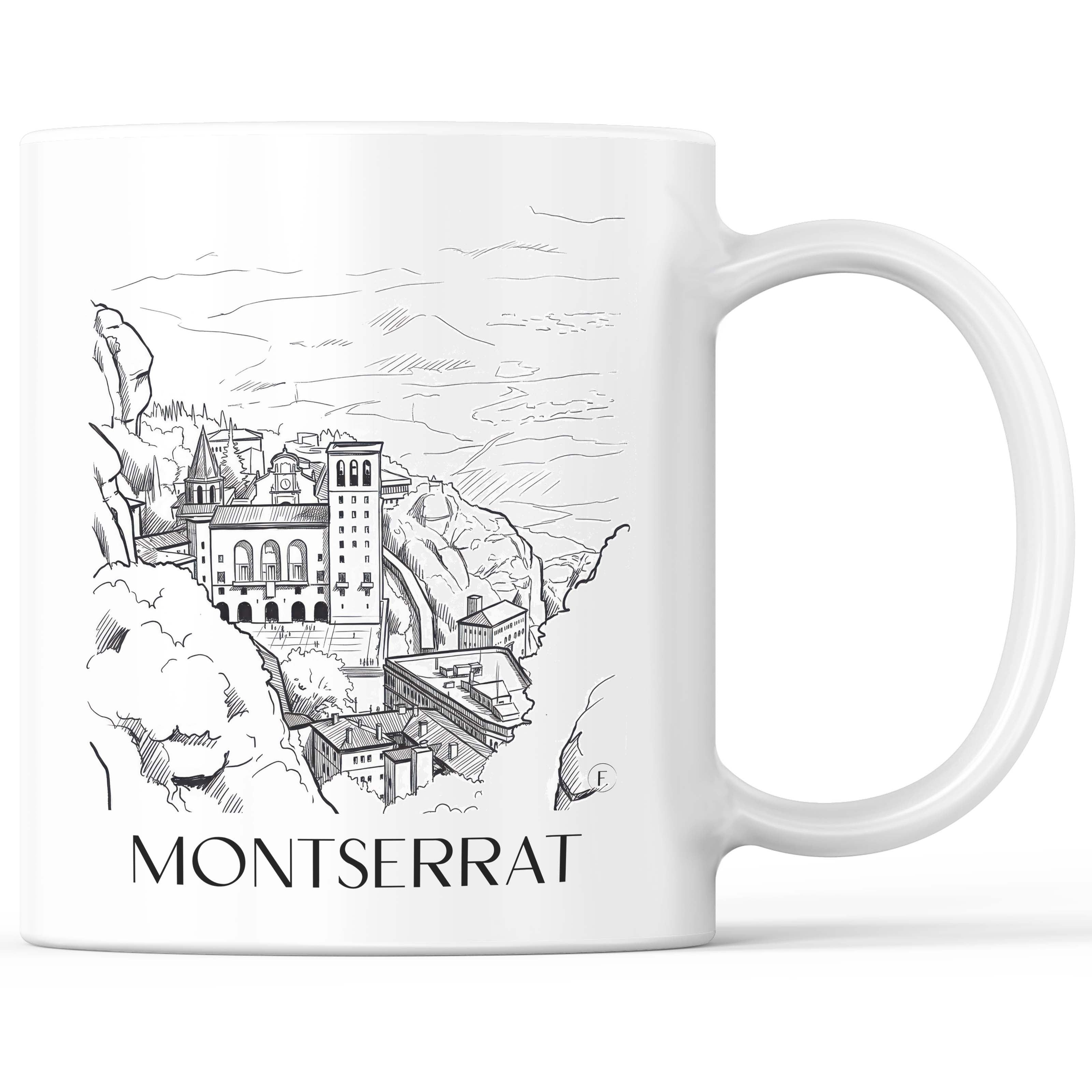 Montserrat Kaffeebecher - Spanien - Montserrat und Spanien Becher - Kaffeetasse im Skizze Stil - favplace