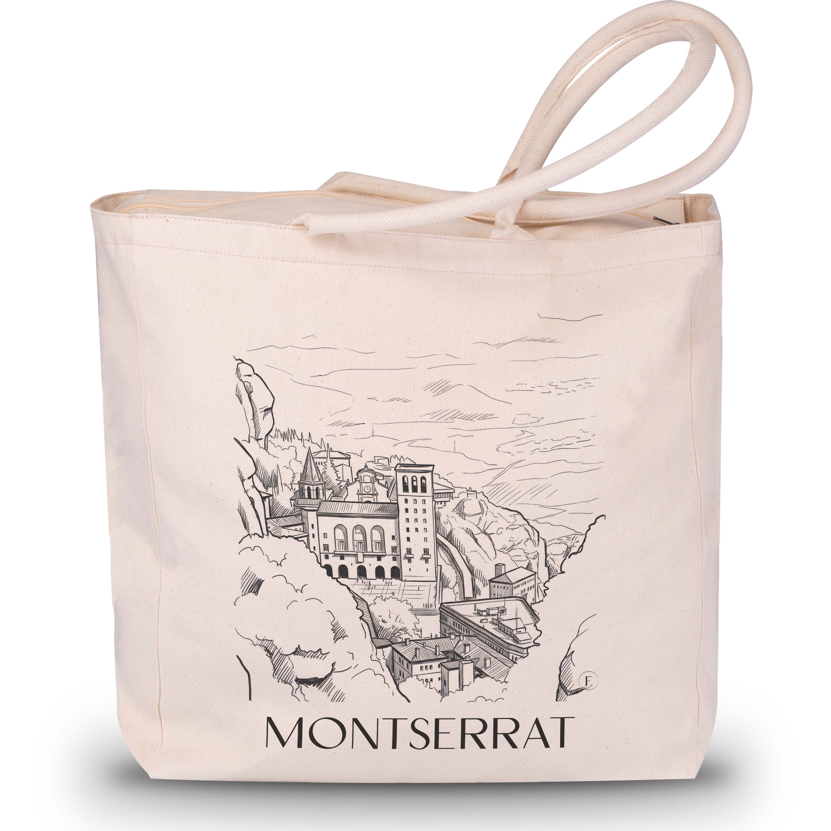 Montserrat Shopping Tasche - Spanien - Montserrat und Spanien Tote Bag - Einkaufstasche im Skizze Stil - favplace