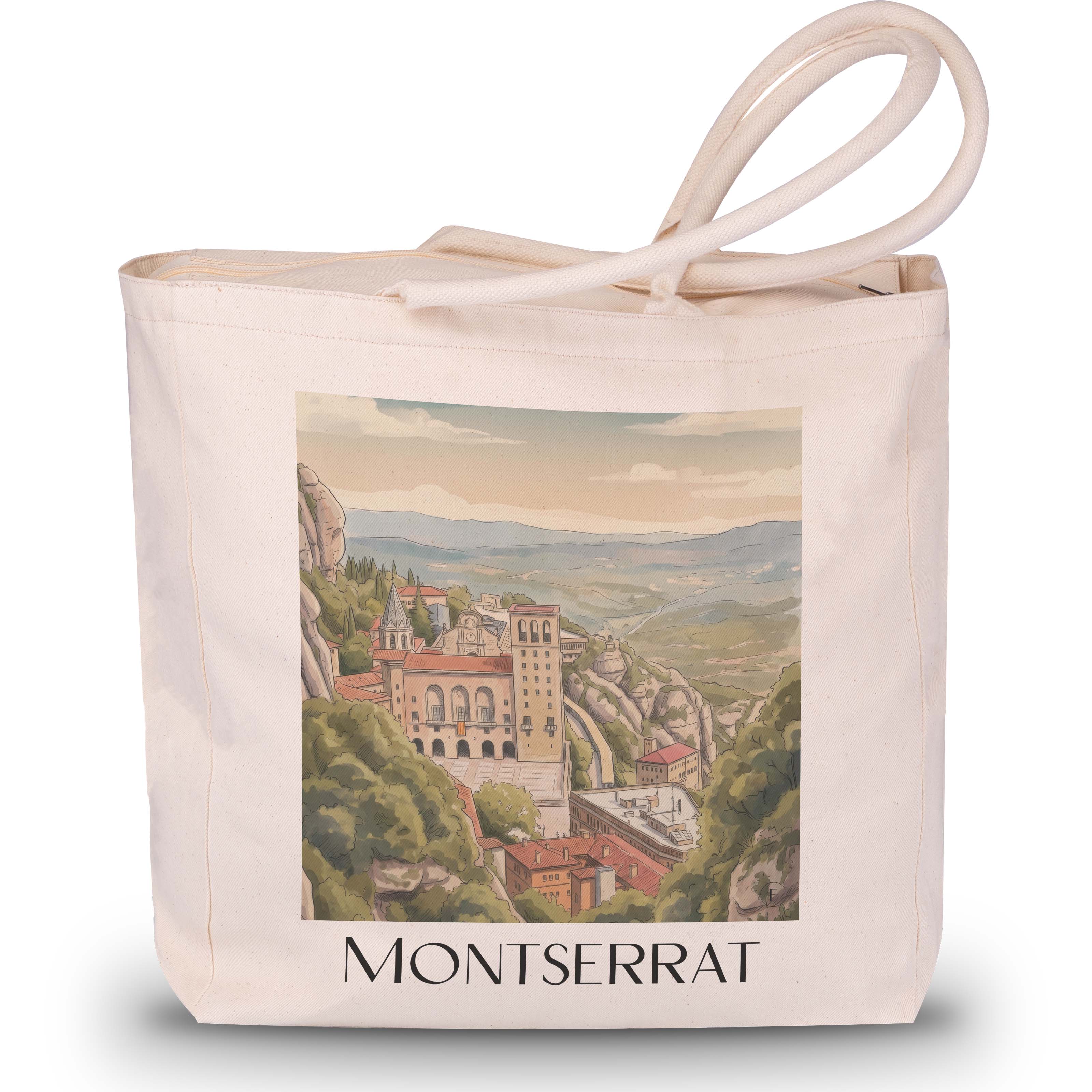 Montserrat Shopping Tasche - Spanien - Vereinigtes Königreich und Spanien Tote Bag - Einkaufstasche im Aquarell Stil - favplace