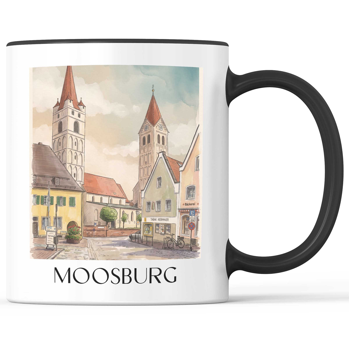 Moosburg Kaffeebecher - Isartal - Deutschland Becher - Kaffeetasse im Aquarell Stil - favplace
