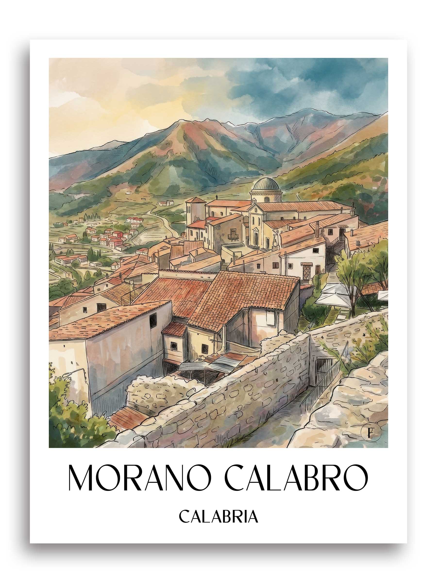 Morano Calabro Poster - Kalabrien - Italien Kunstdruck - Aquarell von A4 bis A1 - favplace