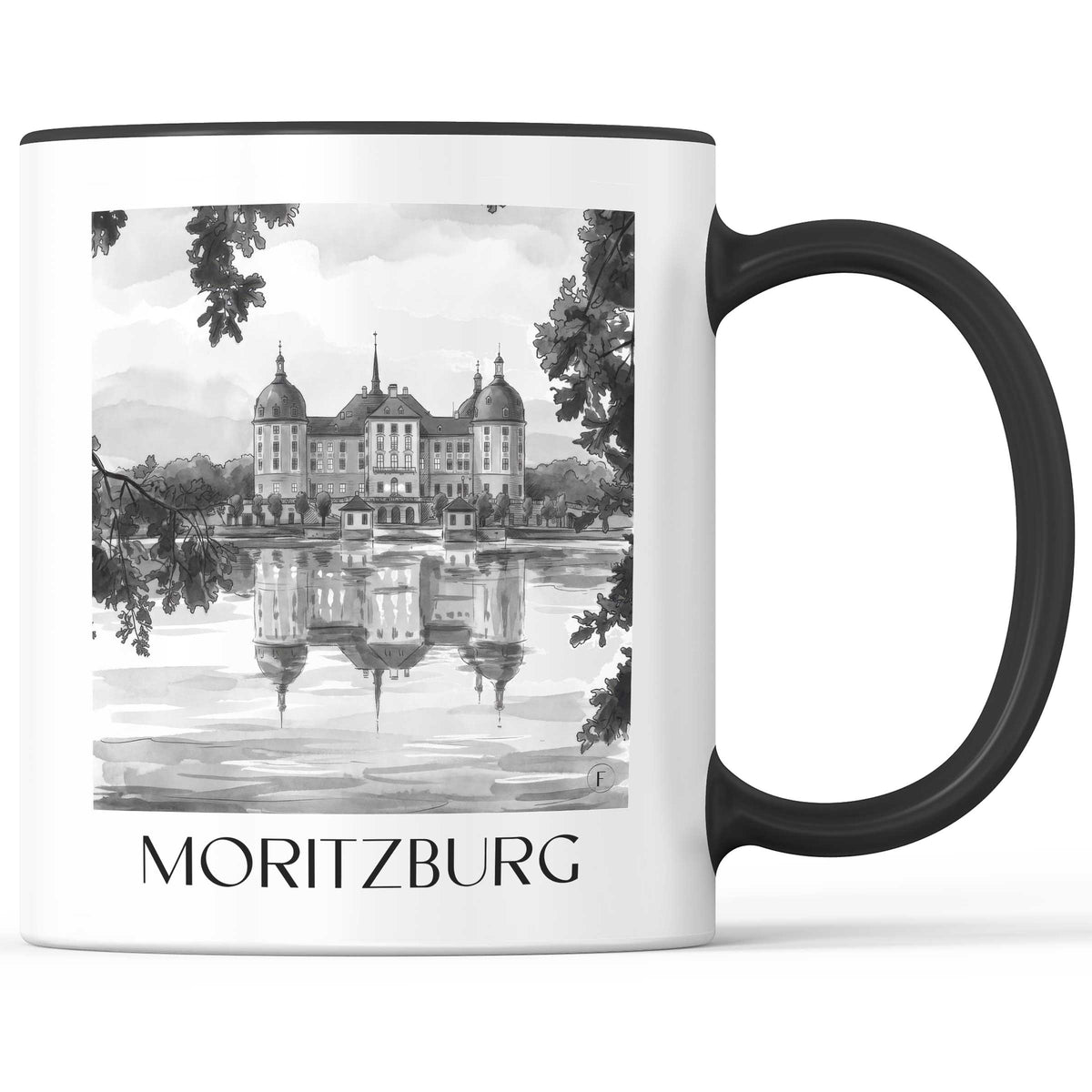moritzburg-deutschland-kaffeebecher-aquarell-schwarz-weiss