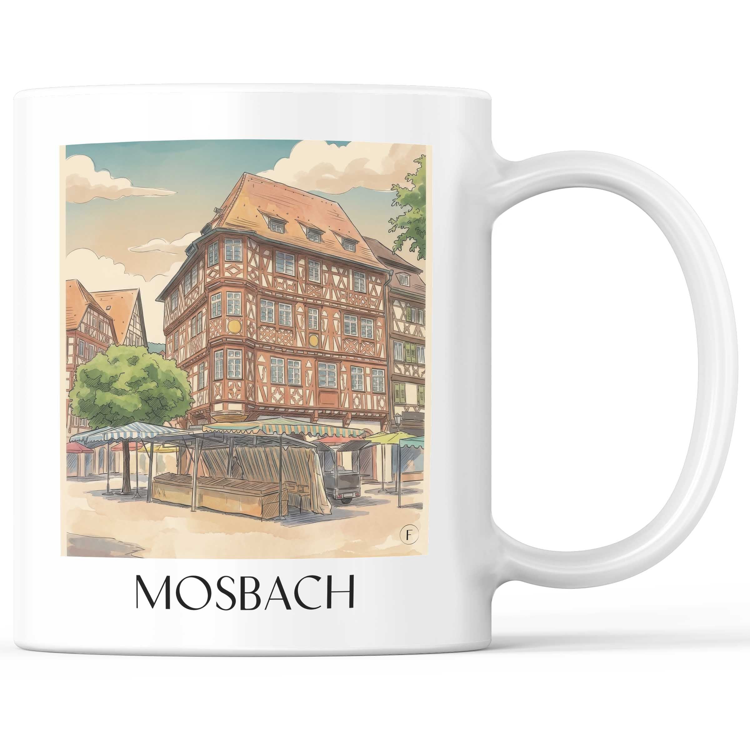 Mosbach Kaffeebecher - Neckartal - Deutschland Becher - Kaffeetasse im Aquarell Stil - favplace