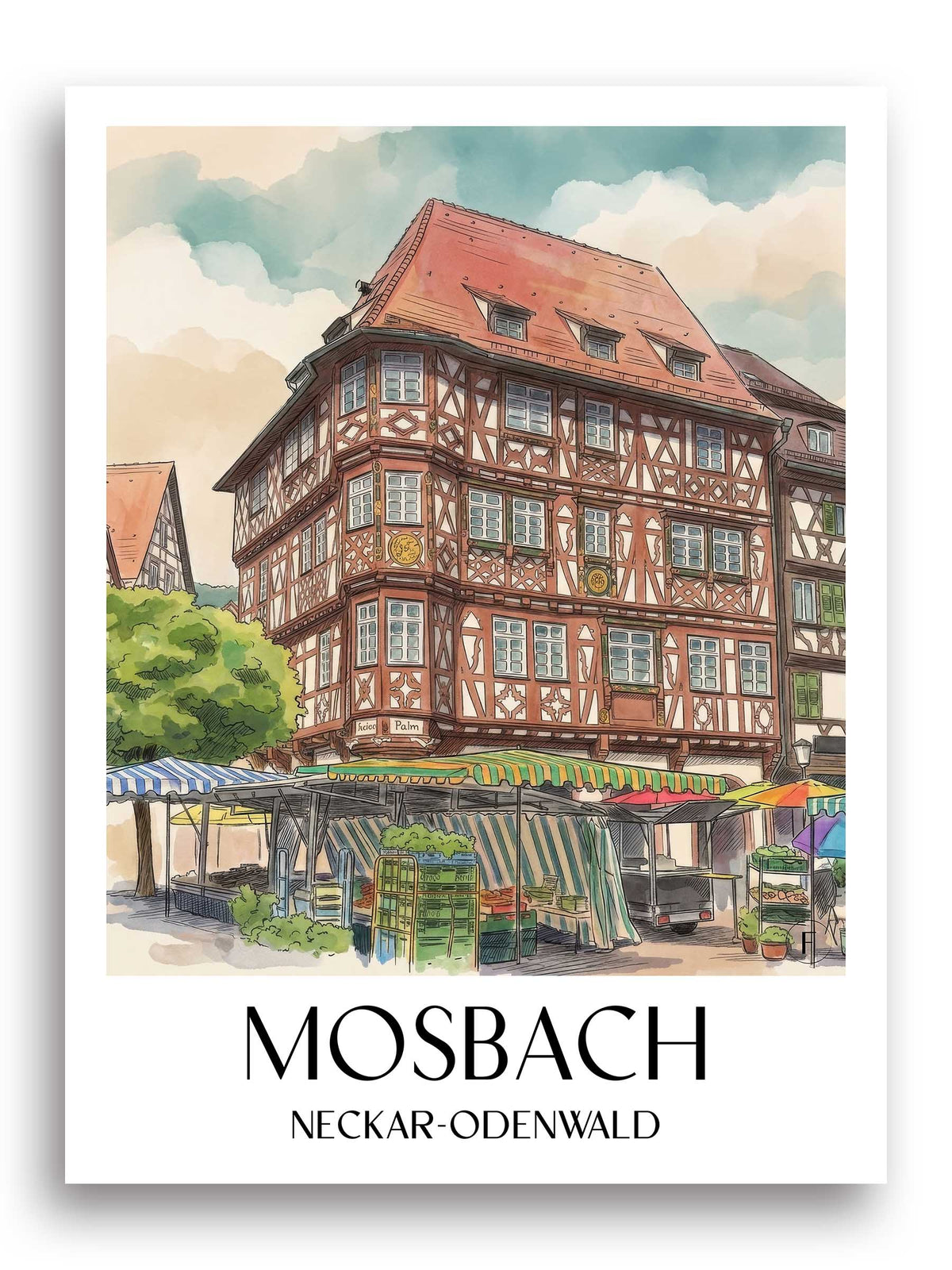 mosbach-neckar-odenwald-deutschland-poster-aquarell