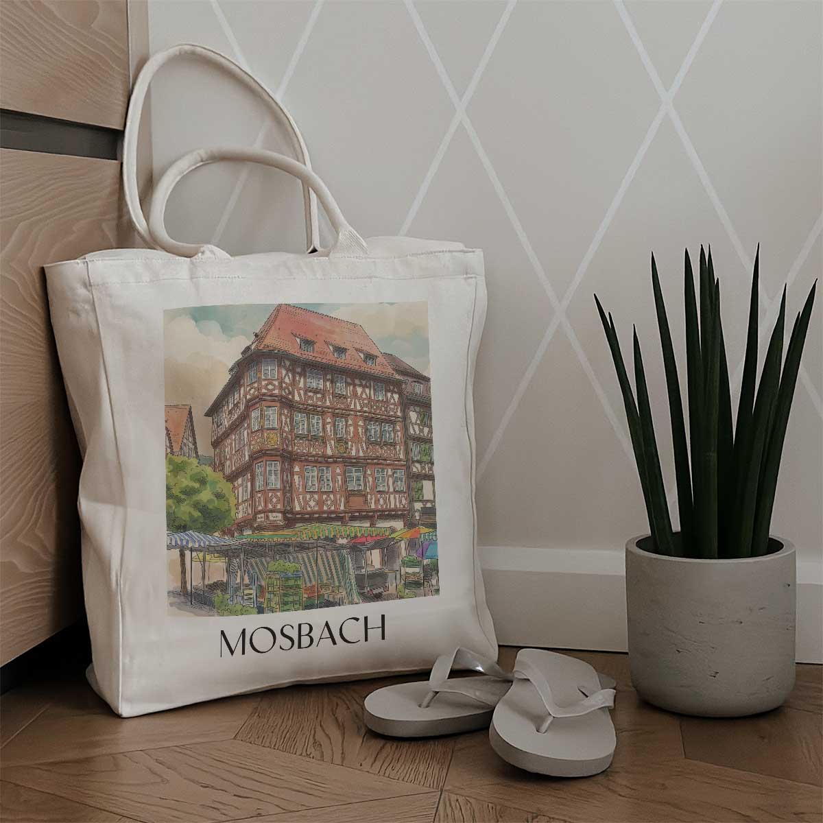 mosbach-neckar-odenwald-deutschland-einkaufstasche-aquarell