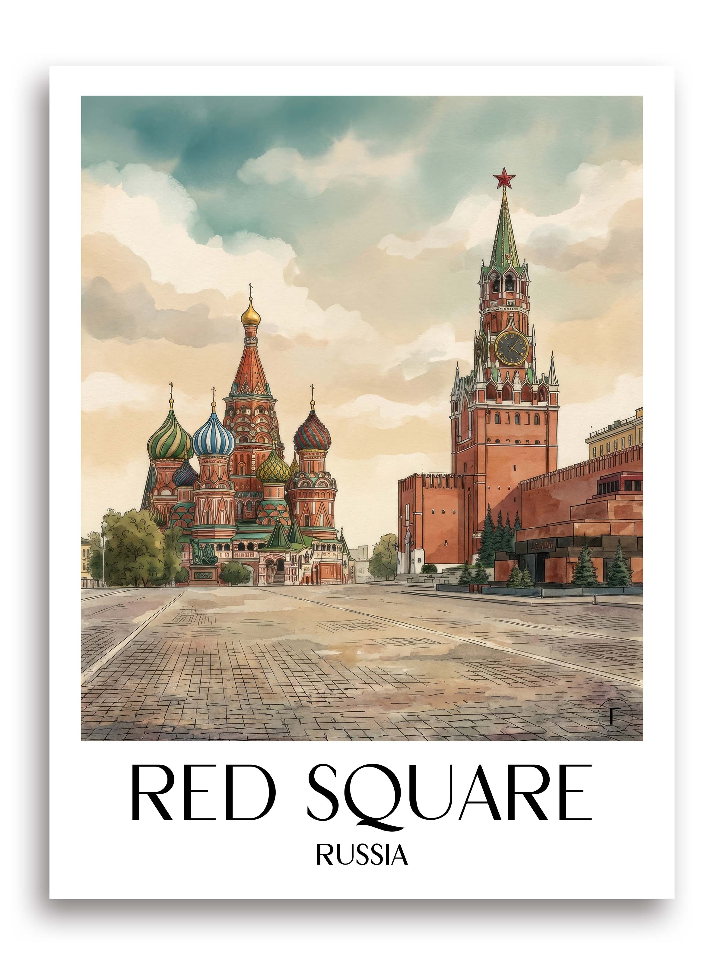 Roter Platz, Kremel Poster - Russland Kunstdruck - Aquarell von A4 bis A1 - favplace