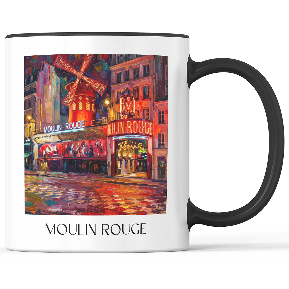Moulin Rouge Kaffeebecher - Paris - Frankreich Becher - Kaffeetasse im Ölgemälde Stil - favplace