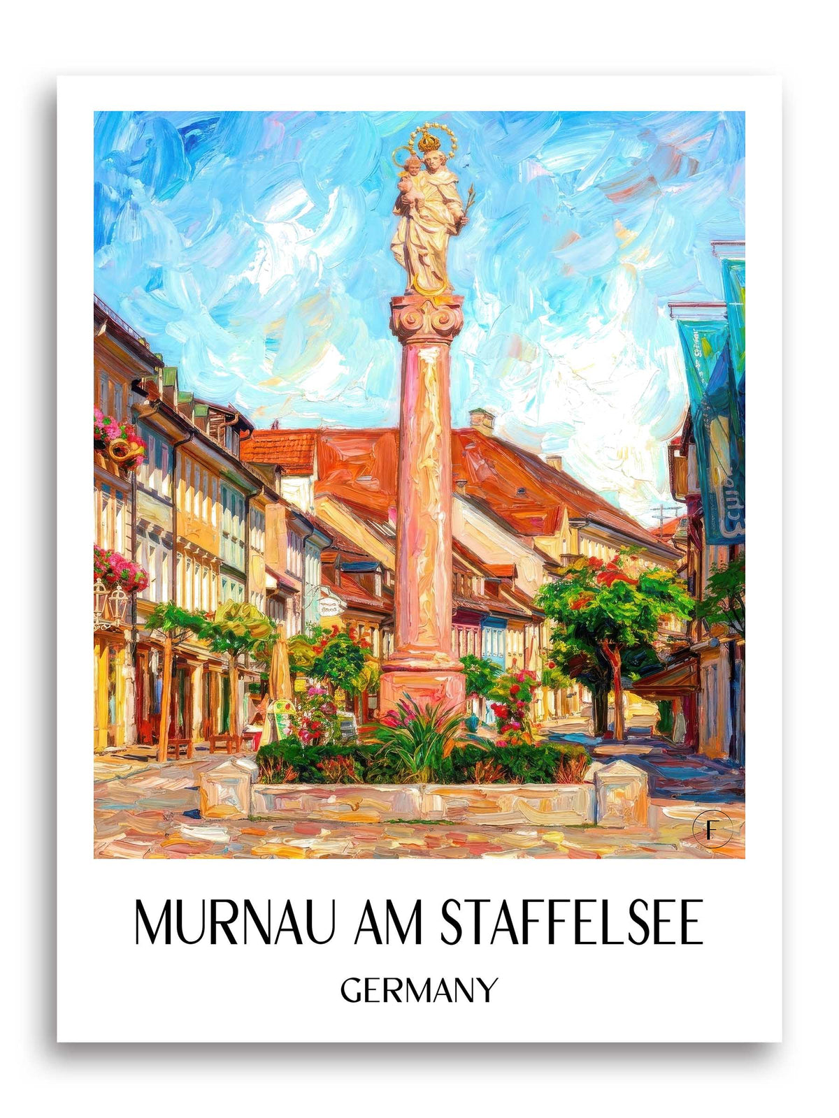 Murnau am Staffelsee Poster - Bayern - Deutschland Kunstdruck - Ölgemälde von A4 bis A1 - favplace