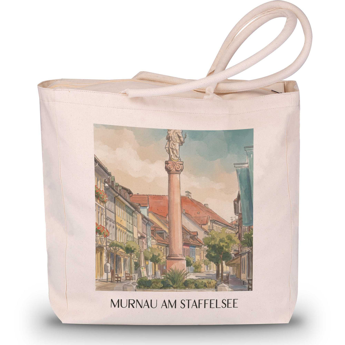 Murnau am Staffelsee Shopping Tasche - Bayern - Deutschland Tote Bag - Einkaufstasche im Aquarell Stil - favplace