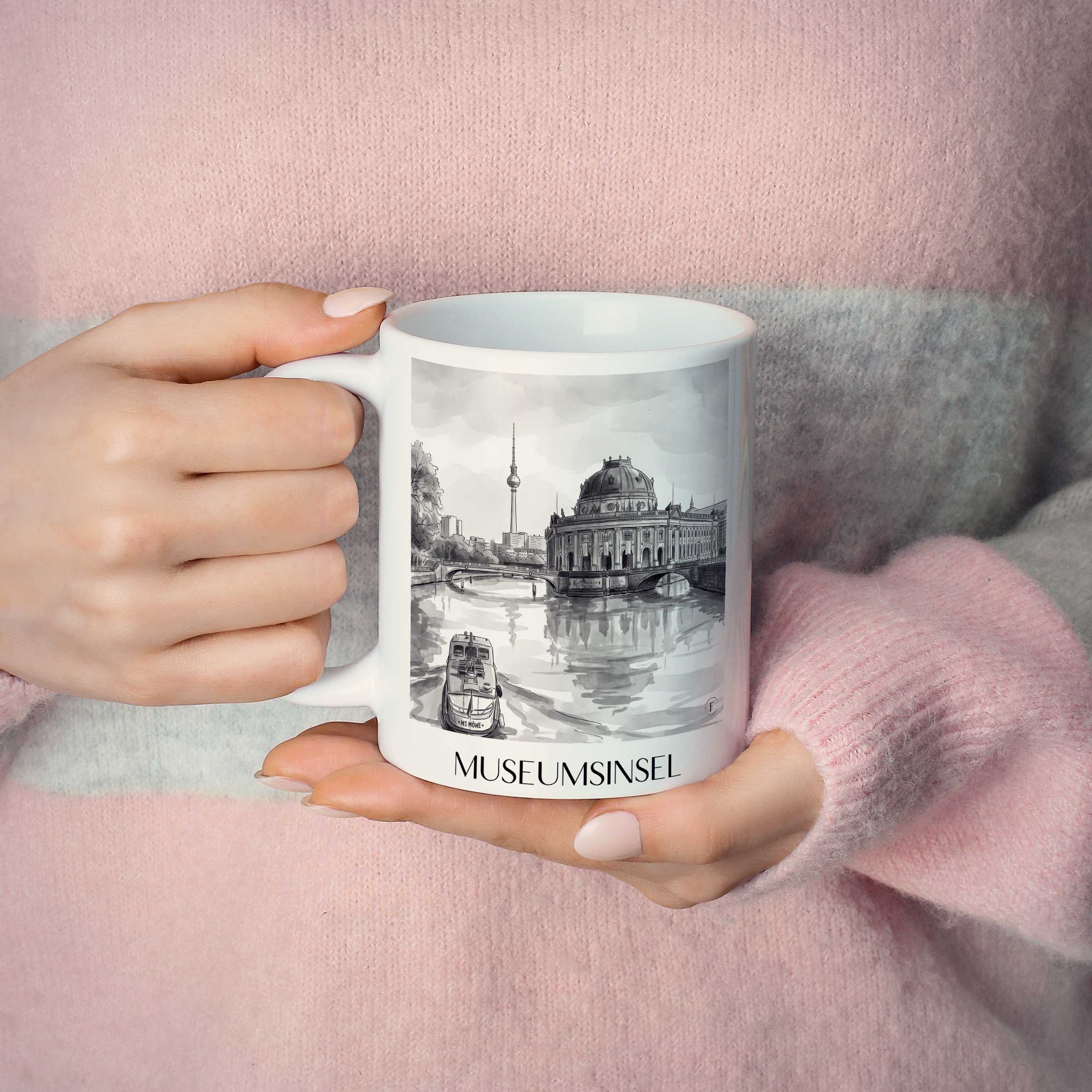 museumsinsel-berlin-deutschland-kaffeebecher-aquarell-schwarz-weiss