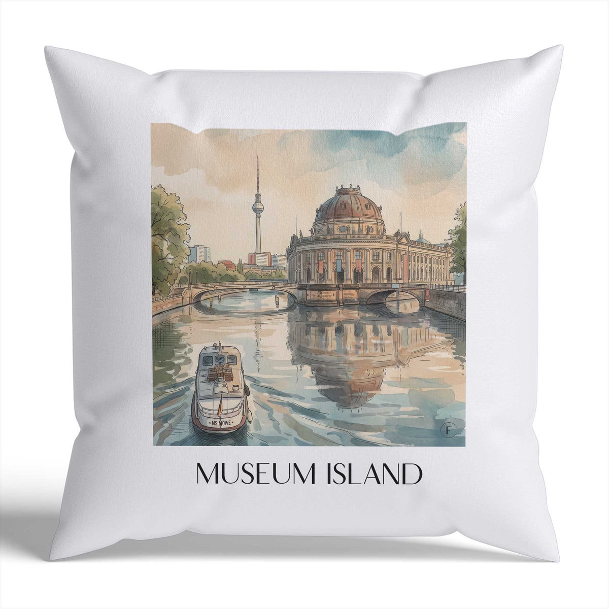 Museumsinsel Kissenhülle - Zierkissen Bezug - Berlin - Deutschland Kissen bzw. Kissenbezug im Aquarell Stil - favplace