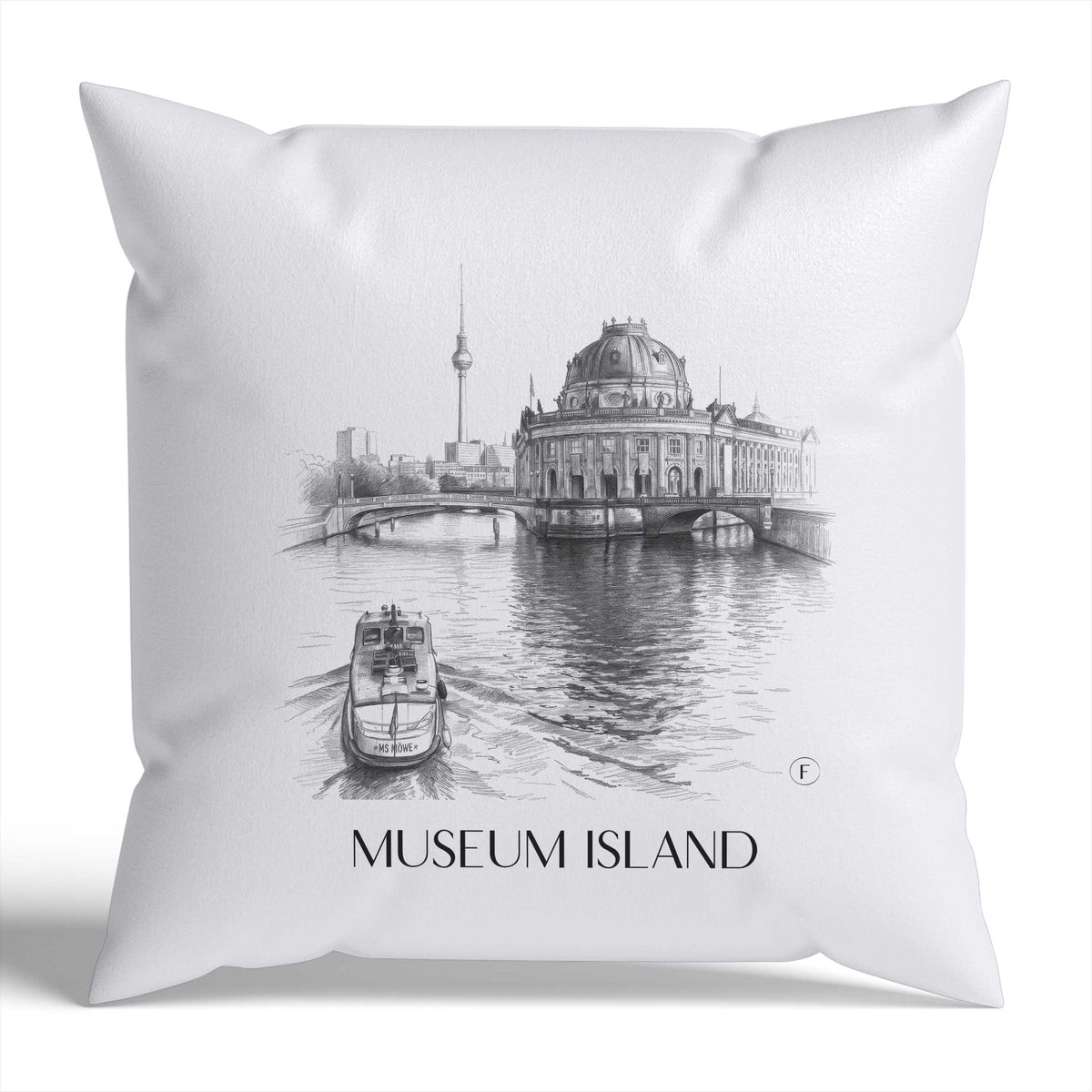 Museumsinsel Kissenhülle - Zierkissen Bezug - Berlin - Deutschland Kissen bzw. Kissenbezug im Zeichnung Stil - favplace