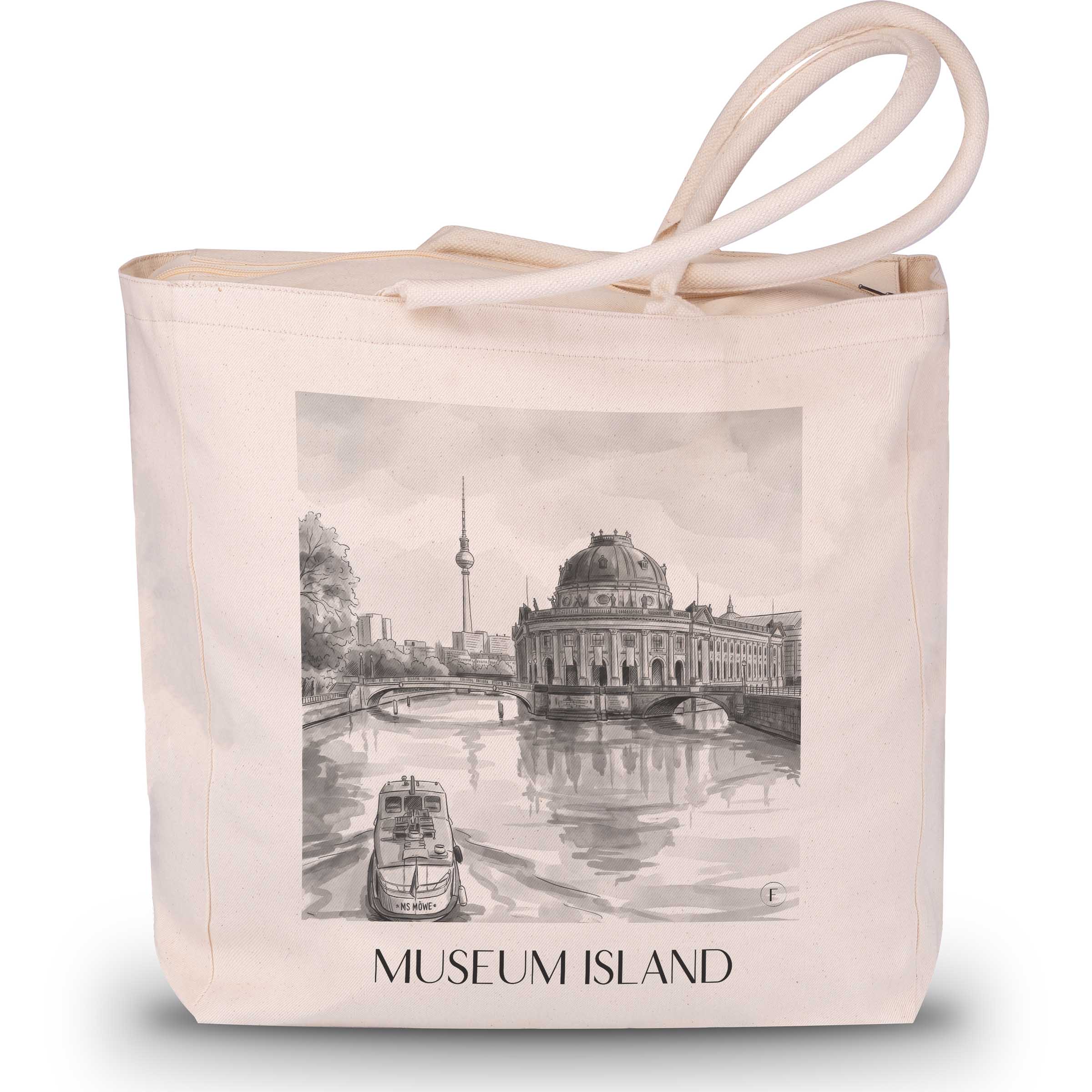 Museumsinsel Shopping Tasche - Berlin - Deutschland Tote Bag - Einkaufstasche im Aquarell Schwarz-Weiß Stil - favplace